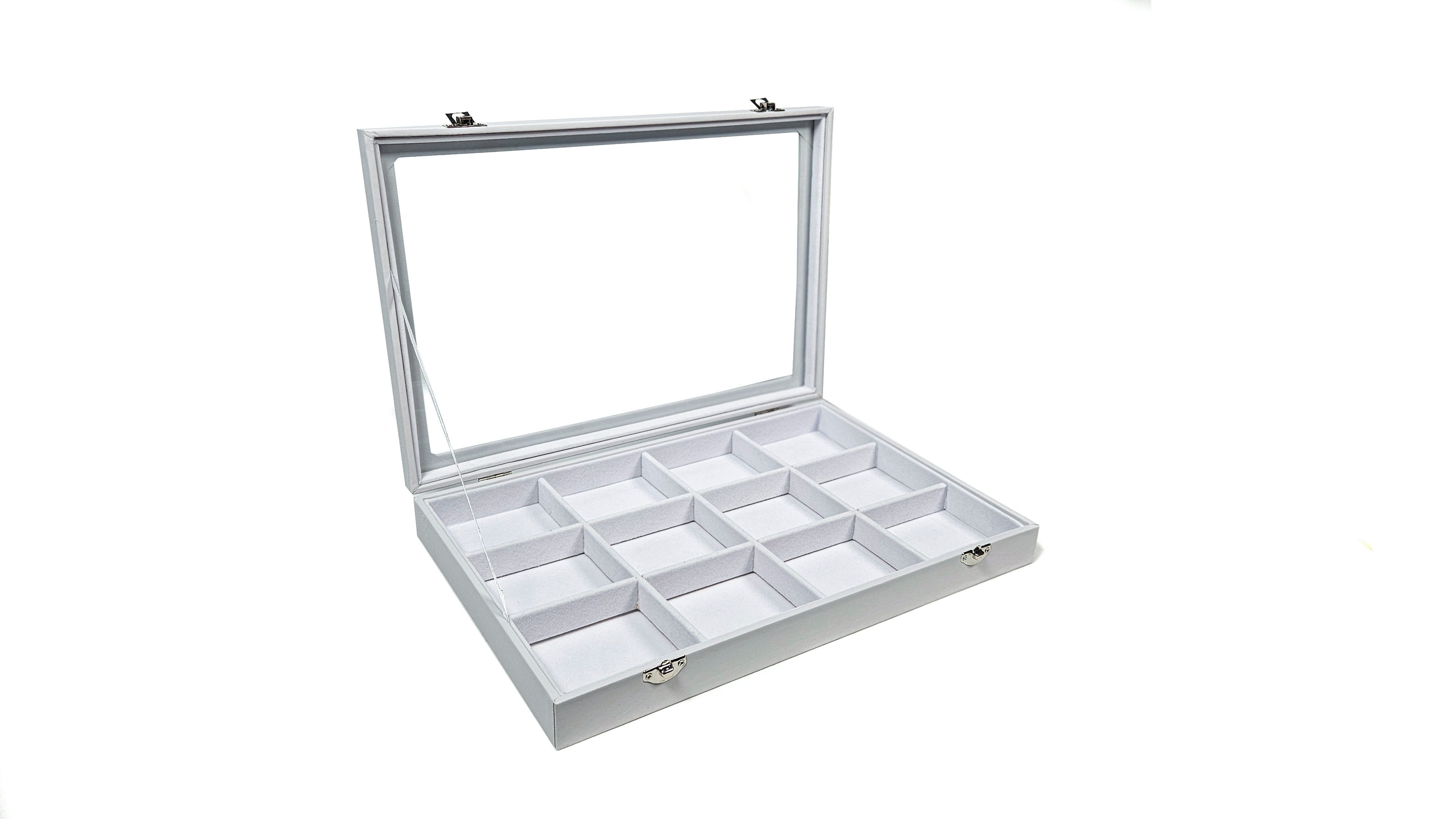 Yudu Schmuckkasten Schmucklade Schmuckkasten Schaukasten mit Glasdeckel Weiss