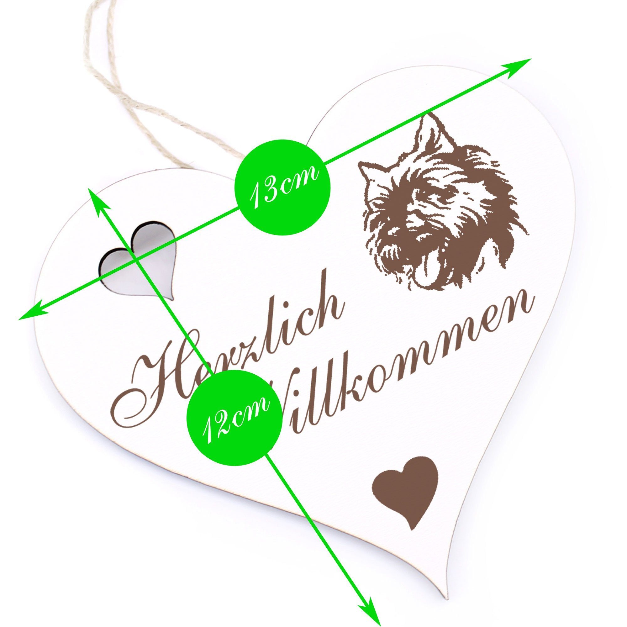 Dekolando Hängedekoration Herzlich Willkommen - Terrier Cairn - 13x12cm