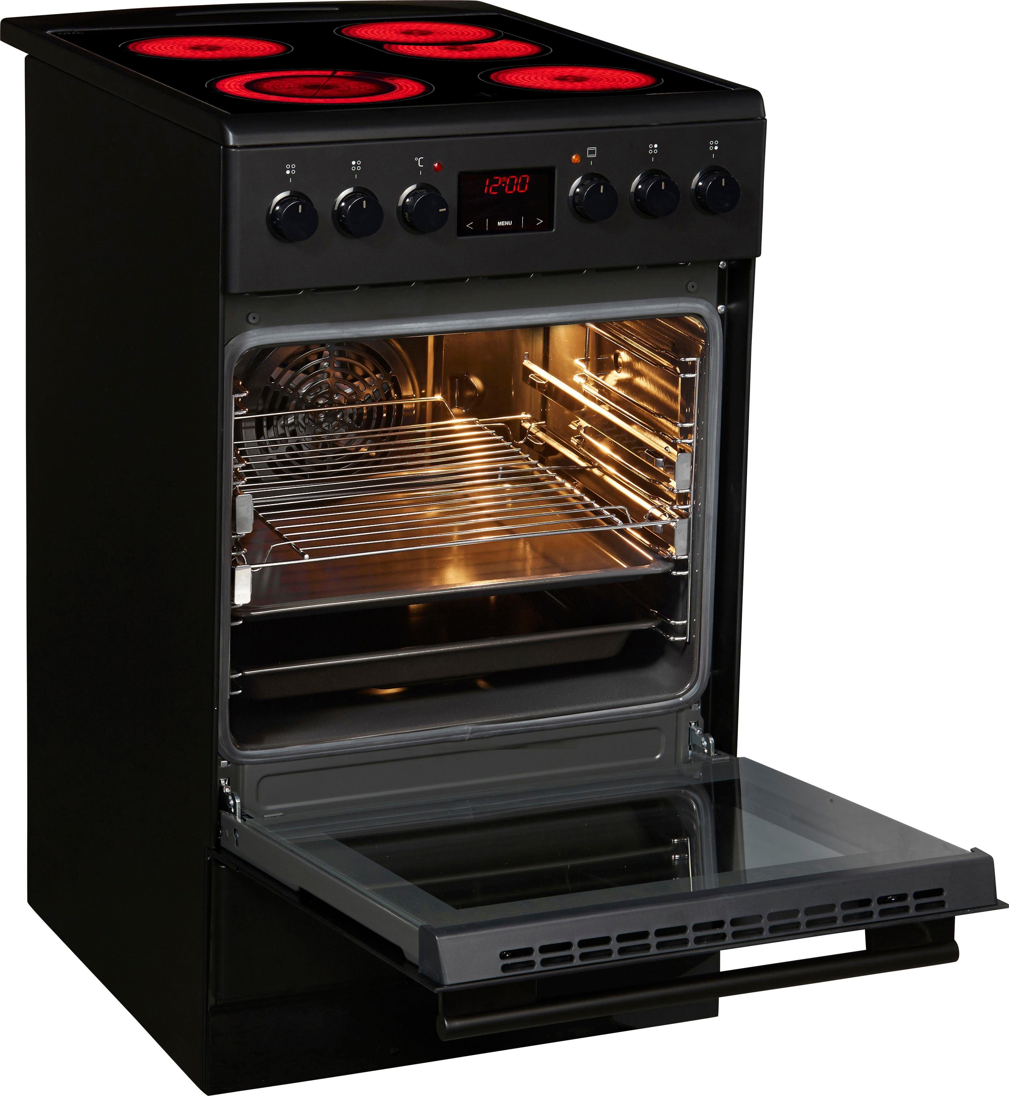 Amica Elektro-Standherd SHC 11503 SM, mit 2-fach-Teleskopauszug, Steam Clean, Komfortables Kochen und Backen mit bequemer Handhabung