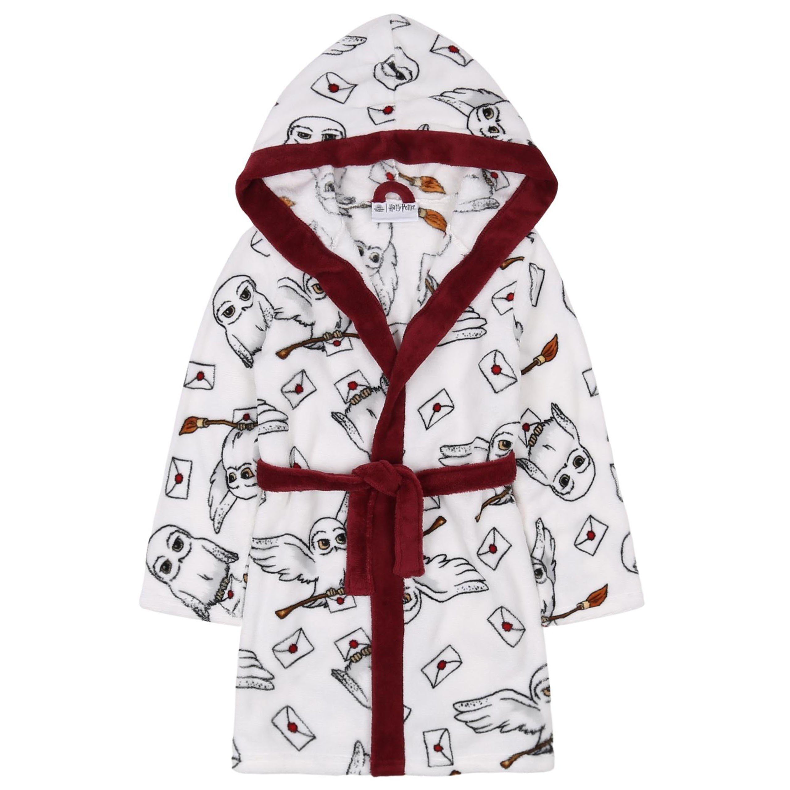 Sarcia.eu Babybademantel Harry Potter Hedwig Bademantel mit Kapuze für Kinder, gebunden, weiß