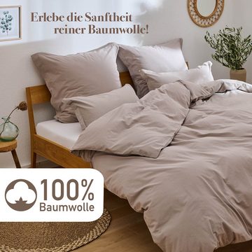 Bettwäsche Bettwäsche aus 100% Baumwolle mit Kissenbezug, Blumtal, Oeko-TEX zertifizierte Bettwäsche in Leinen Optik