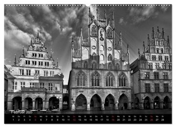 CALVENDO Wandkalender Münster in schwarz-weiß gesehen (Premium, hochwertiger DIN A2 Wandkalender 2023, Kunstdruck in Hochglanz)
