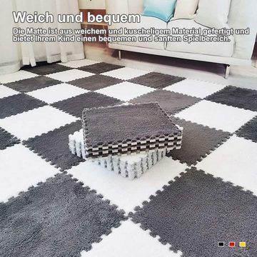 MAGICSHE Bodenschutzmatte Plüsch Teppichpuzzle, EVA Schaumpolster, 16-Stück, 30x 30x 1CM
