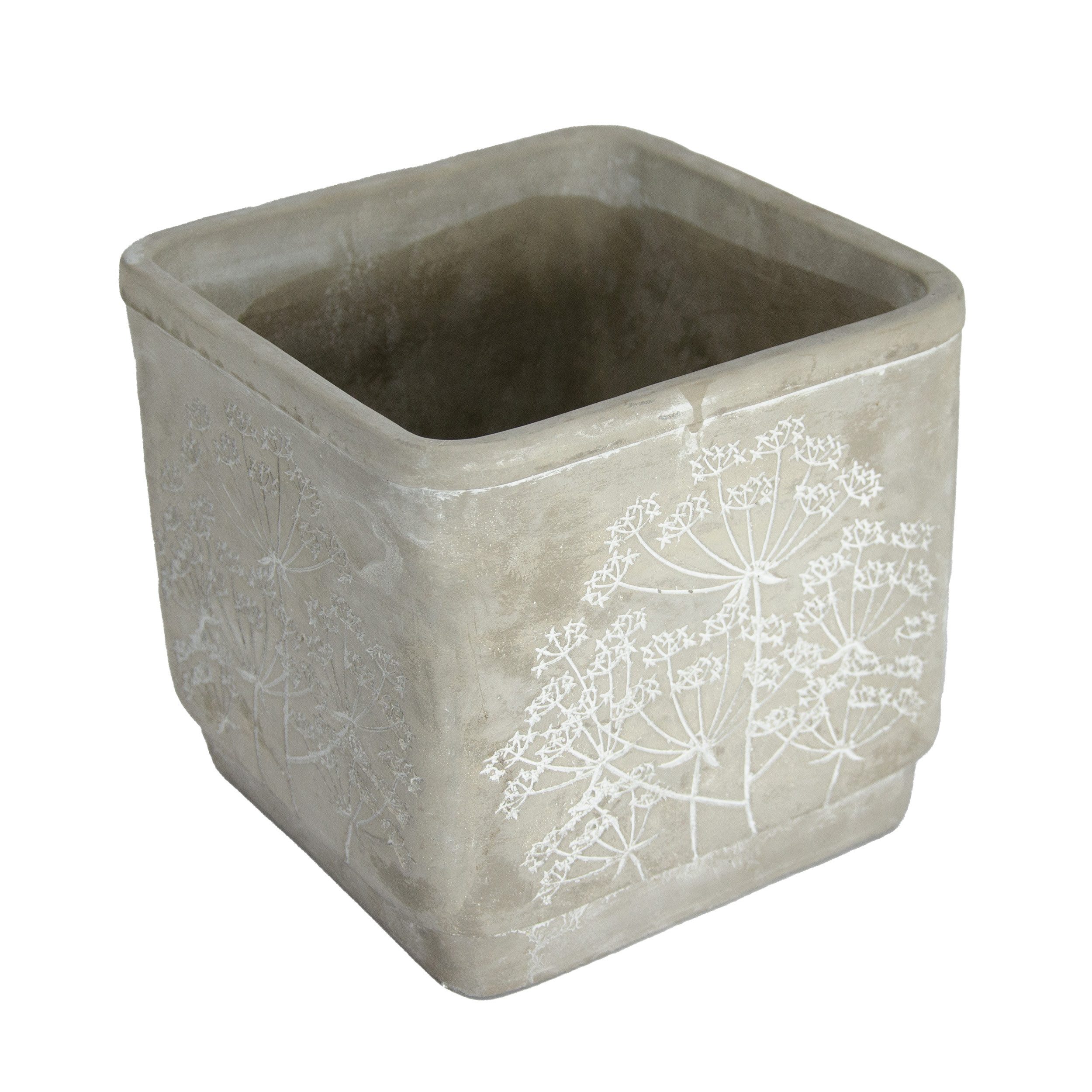 Blumentopf Handgemachtes Pflanzgefäß aus Zement Grau 16 x 17 x 17 cm