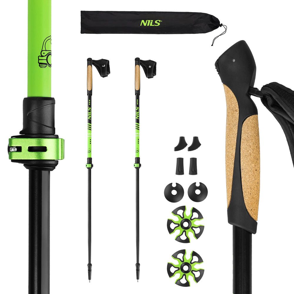 Nils Nordic-Walking-Stöcke Trekkingstöcke Teleskopstöcke (Spar-Set, 2 St., 125 cm leicht), Korkgriff, teleskopierbar, Klemmverschluss