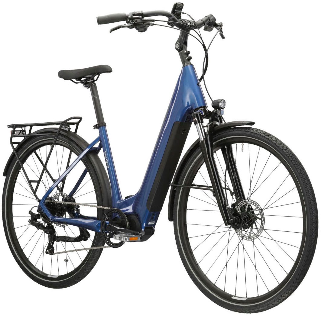 Kross E-Bike Trekkingrad E-Trekkingrad Trans Hybrid LS 3.0 28 Zoll blau - Shimano Mittelmotor, 8 Gang Shimano Acera T3000 Schaltwerk, Kettenschaltung, Mittelmotor, 500 Wh, SHIMANO 36 V/250 W, Mittelmotor DU-E500