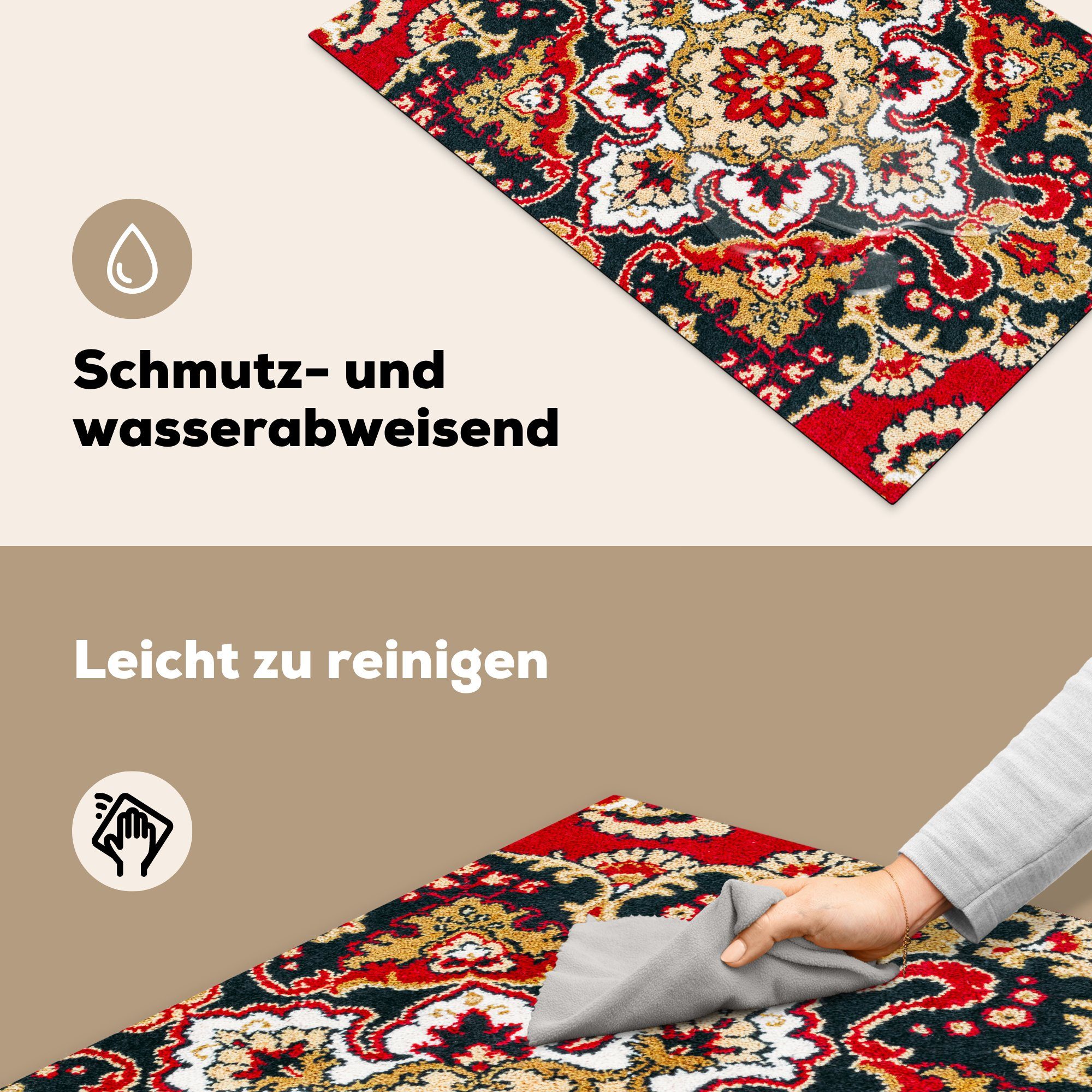MuchoWow Herdblende-/Abdeckplatte Persischer Teppich Teppich, (1 Schutz die 81x52 tlg), Mandala Ceranfeldabdeckung Vinyl, cm, küche, Induktionskochfeld - für 