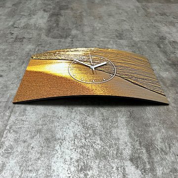dixtime Wanduhr Goldstrand Designer Wanduhr modernes Wanduhren Design leise kein ticke (Einzigartige 3D-Optik aus 4mm Alu-Dibond)