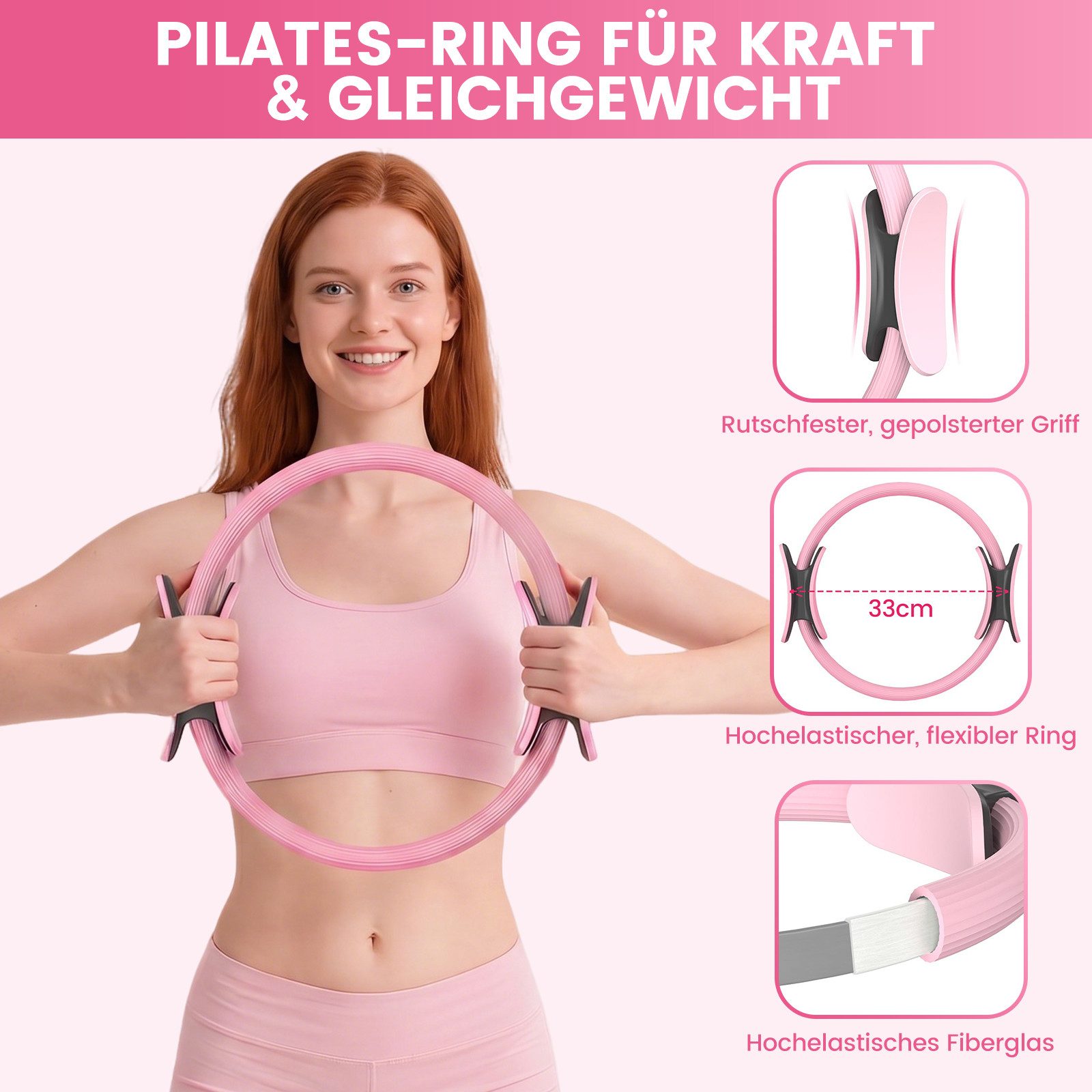 Bundviel Pilates-Ring Pilates Set für Zuhause mit Pilates Ball Pilates Ring & Socken (16-tlg), 16in1 Effektives Frauen-Heimtraining: Straffung & Balance