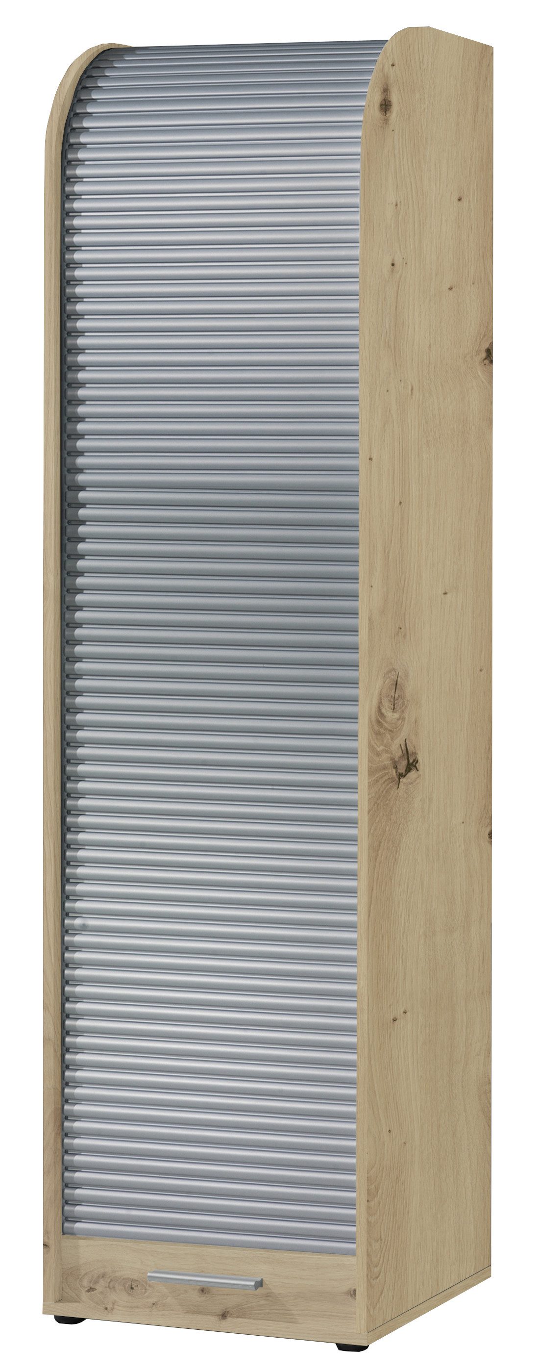 möbelando Jalousieschrank Jalousieschrank >Organizer< in Asteiche/Silber - 45x164x40cm (BxHxT) 45 x 164 x 40 cm (B/H/T)