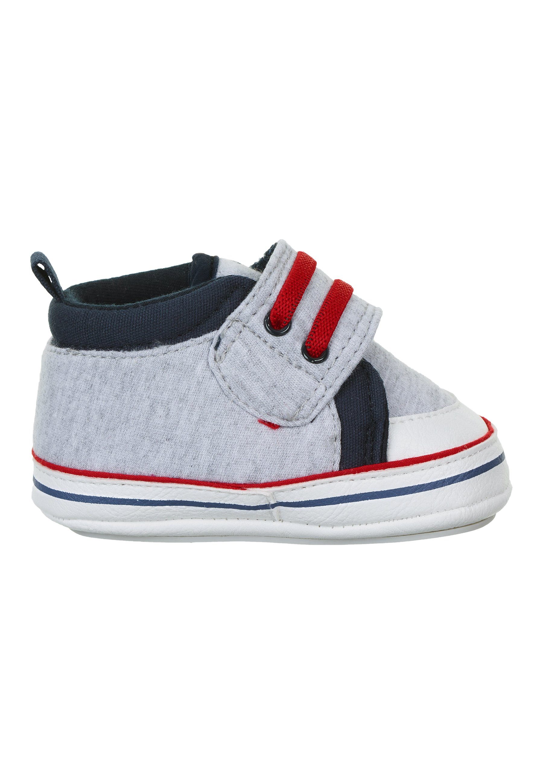 Klett, und Sterntaler® mit farblichen Silber Babyschuhe silber-melange Baumwollstoff Akzenten aus Baby Krabbelschuhe breitem Flexible rutschfester Schuhe - Paspel in Sohle Krabbelschuh - mit Babyschuh (1-tlg)