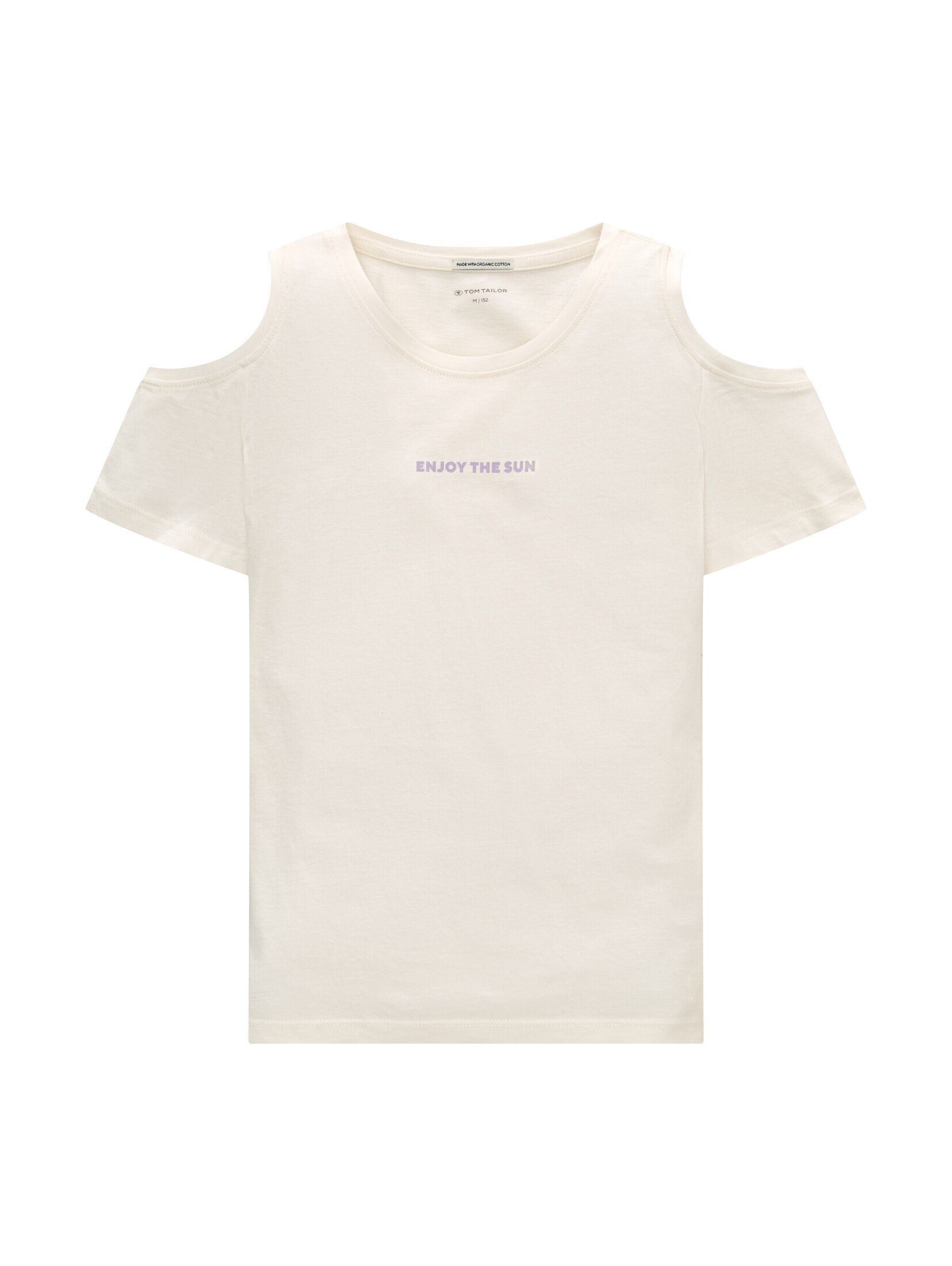 White T-Shirt Cut-Outs mit TOM TAILOR Wool T-Shirt