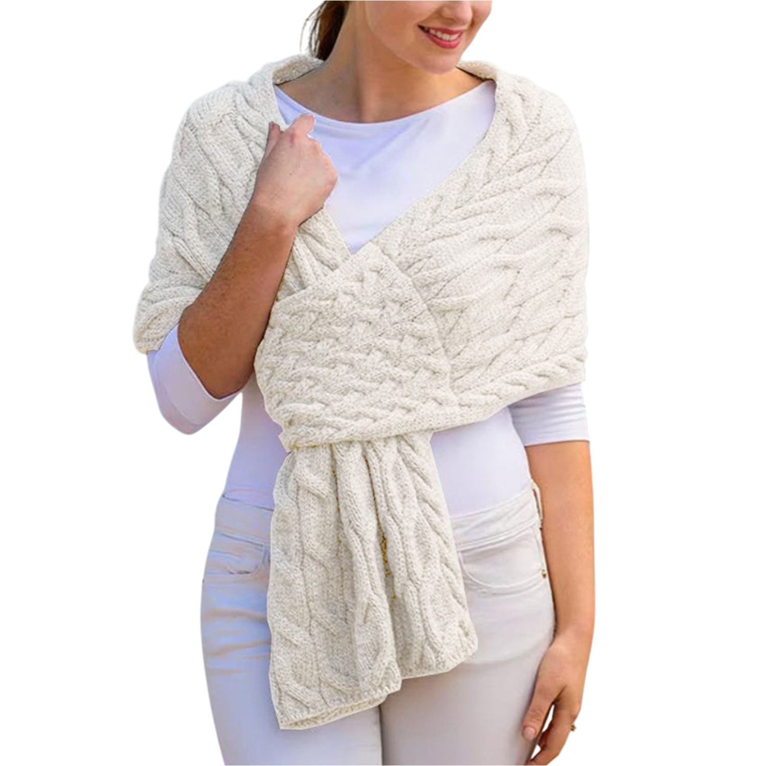 Refttenw Poncho Damen Strickschal,Winter Schal,mit Zopfmuster und Schlaufe günstig online kaufen