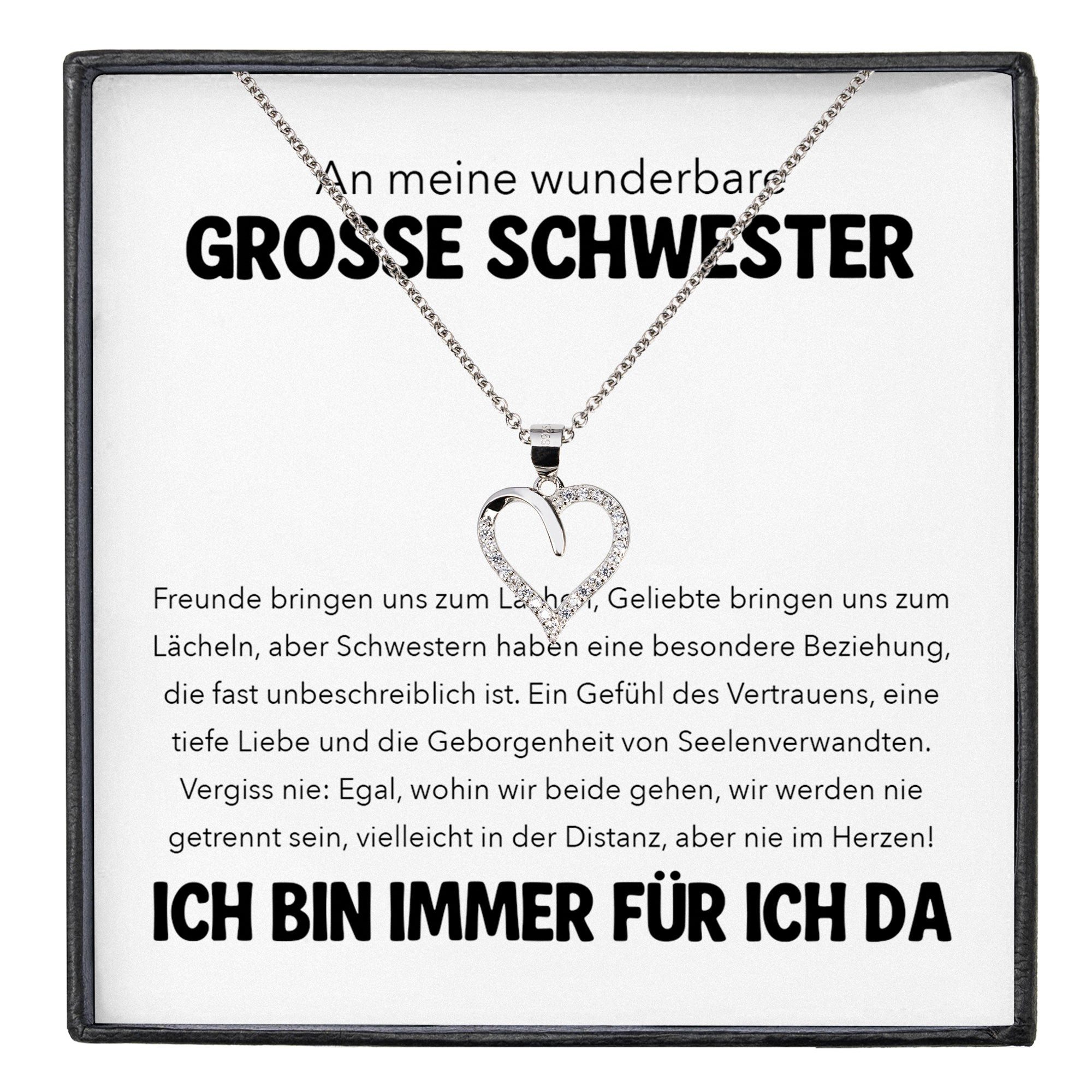 Schmuckset Grosse Schwester Geschenk Frauen und Mädchen Schmuck Herz Halskette