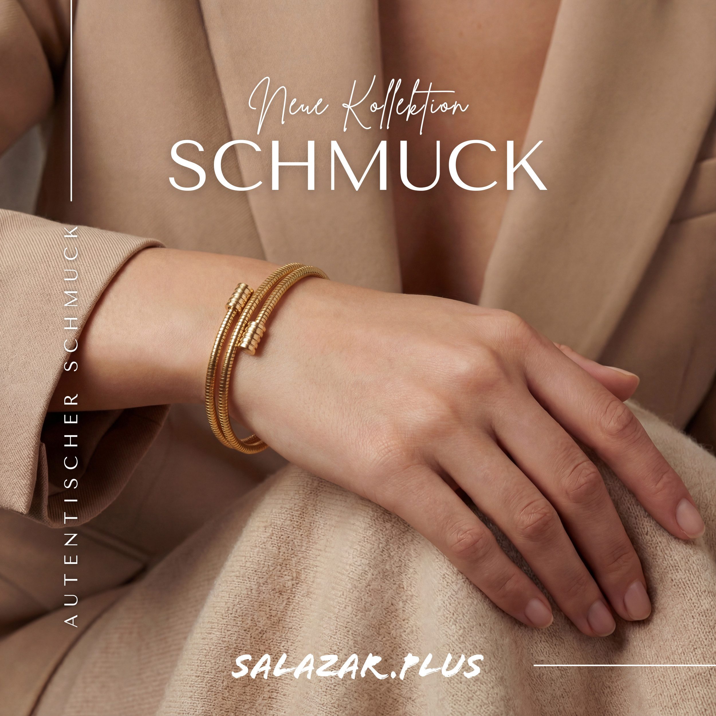 salazar.plus Armreif Luxus Edelstahl Armreif vergoldet Flexibles Design, Luxus-Design vergoldet flexibler Edelstahl Tubogas-Struktur