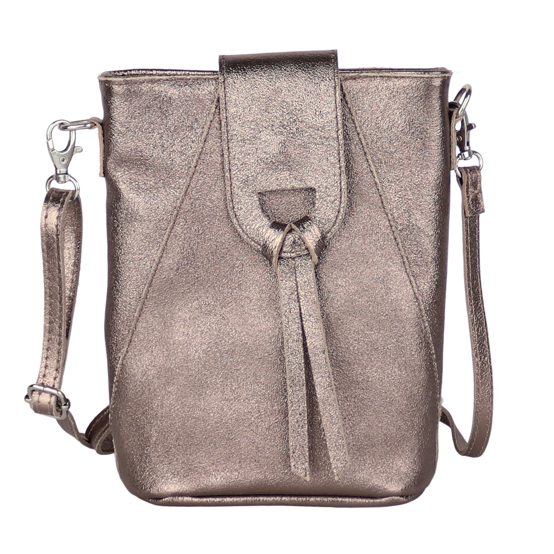 MIRROSI Umhängetasche Damen Crossbody Bag, Echtleder Made In Italy, 14,5x19x6cm