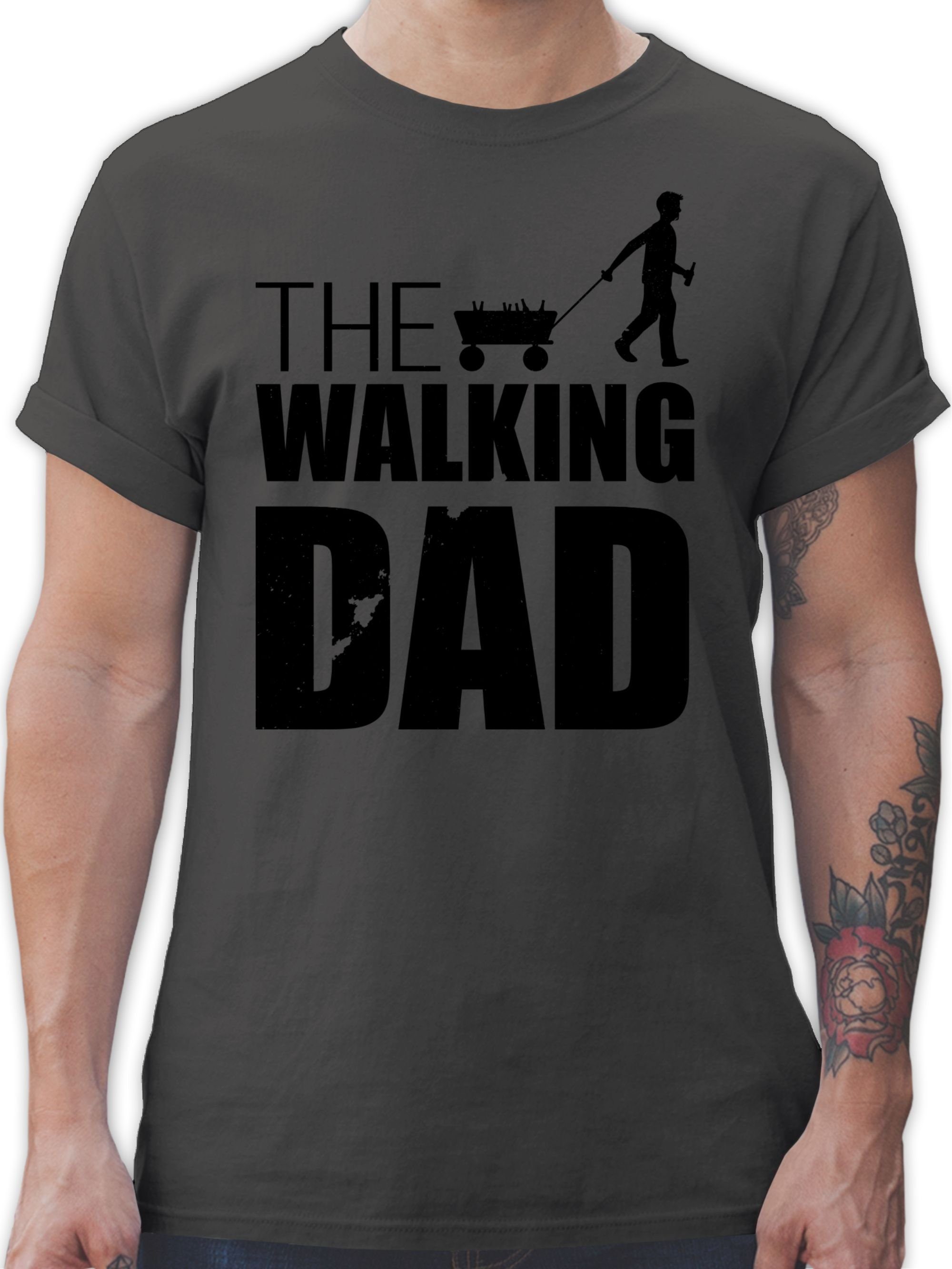 Shirtracer T-Shirt The Walking Dad - Bollerwagen Bier Vatertag Geschenk für Papa 2 Dunkelgrau