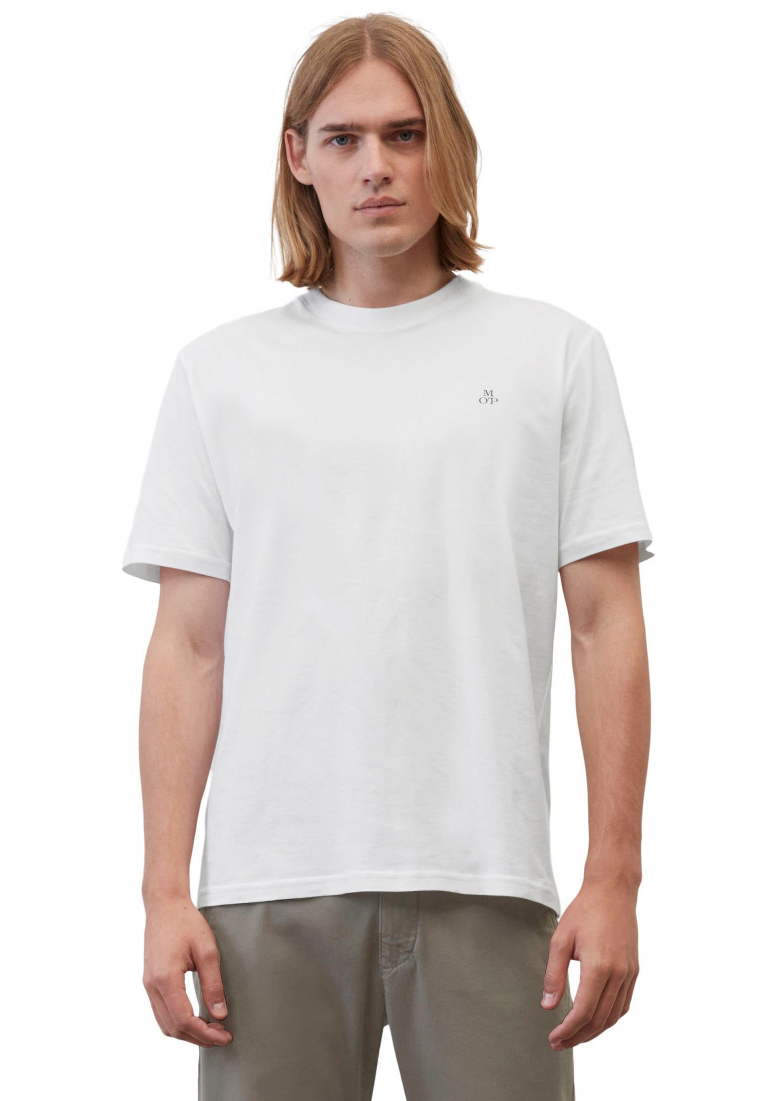Logo-T-Shirt O'Polo Marc Bio-Baumwolle aus T-Shirt weiß