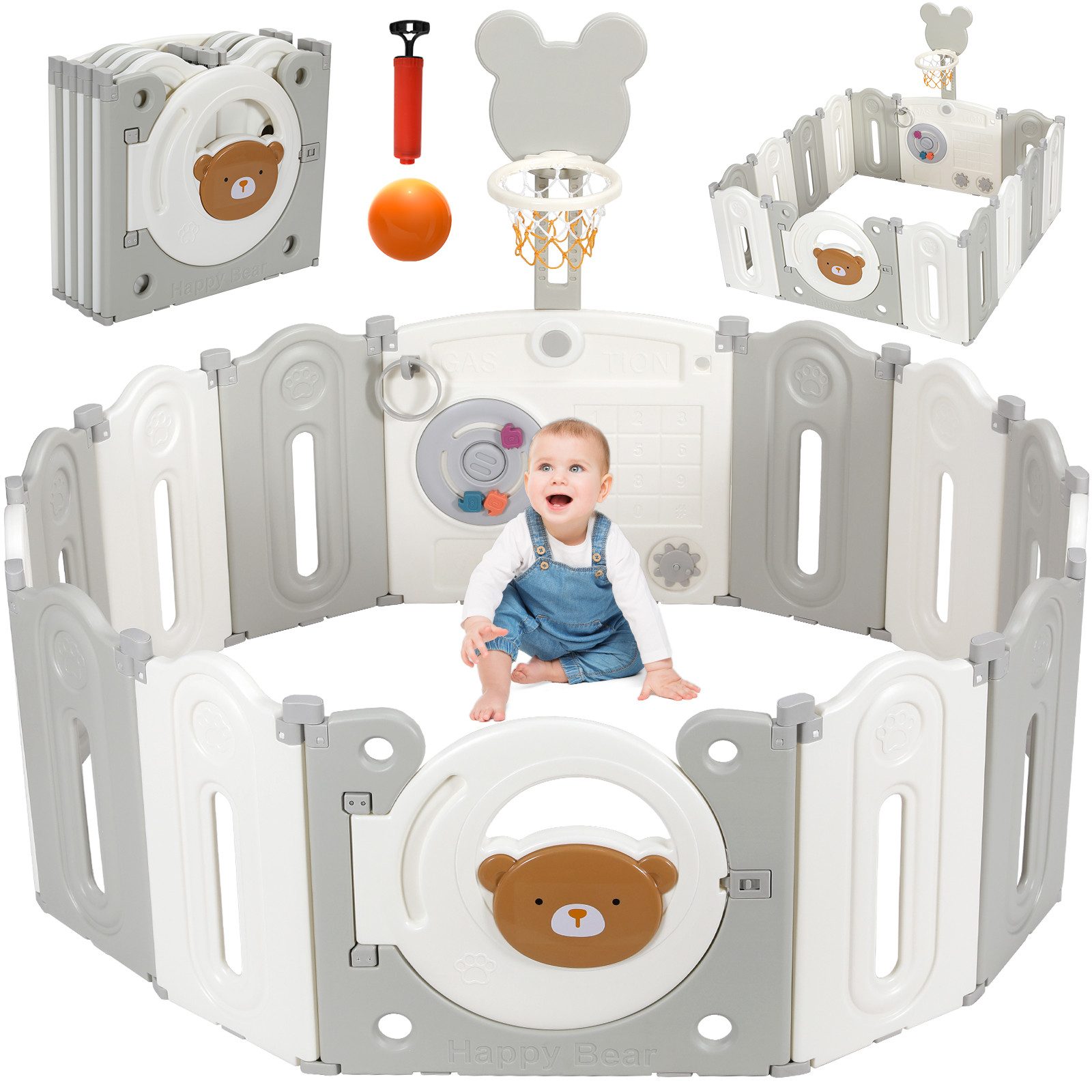 TLGREEN Laufgitter Baby Laufstall XXL,143×143×64cm, Faltbar günstig online kaufen