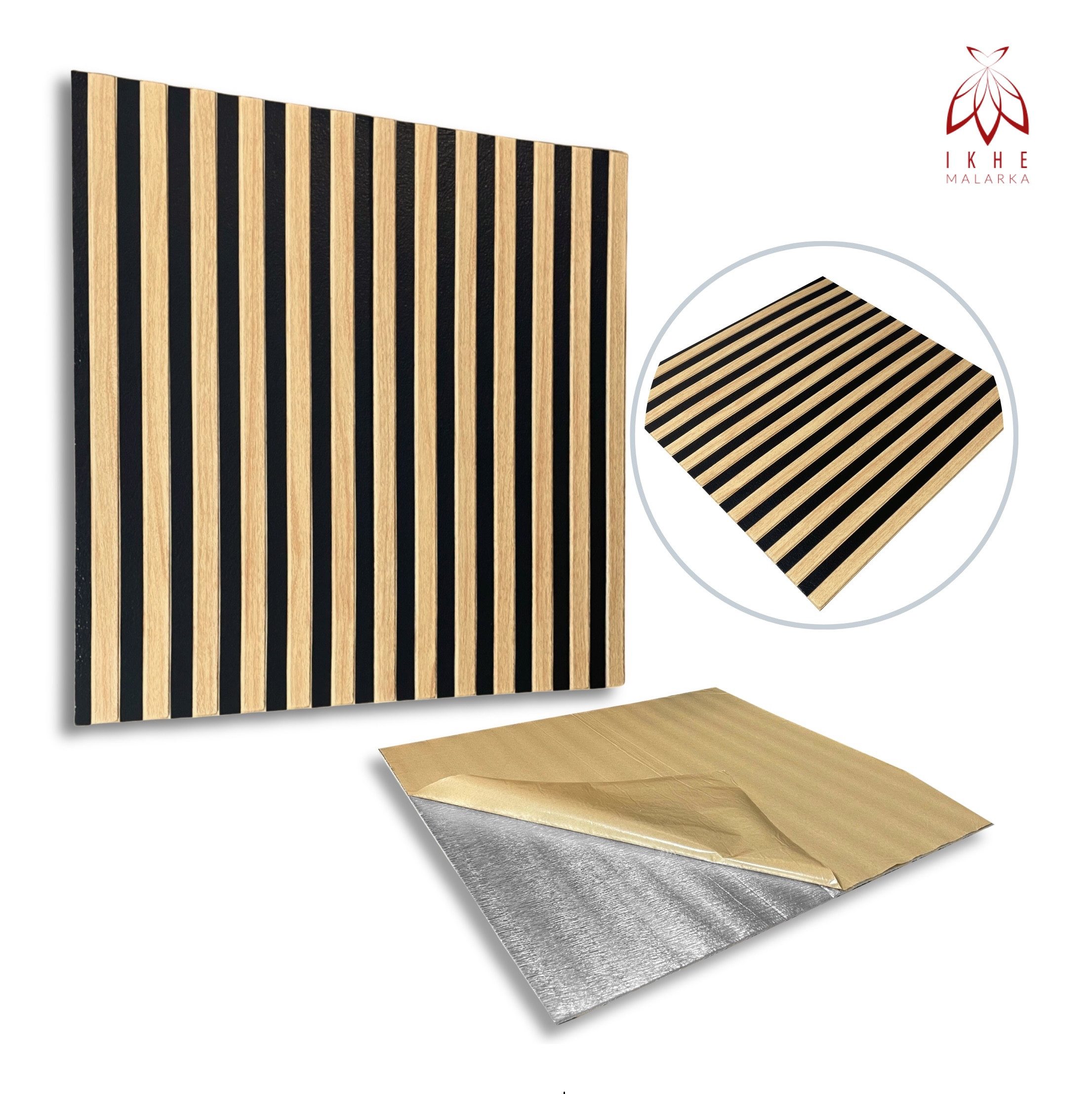 IKHEMalarka Wandpaneel Qualitätsgünstige Selbstklebende Lamellen Optik aus PE-Schaum, BxL: 66,5x67 cm, 0,44 qm, 66,5x66,5cm 5mm Stärke - Leicht & Flexibel