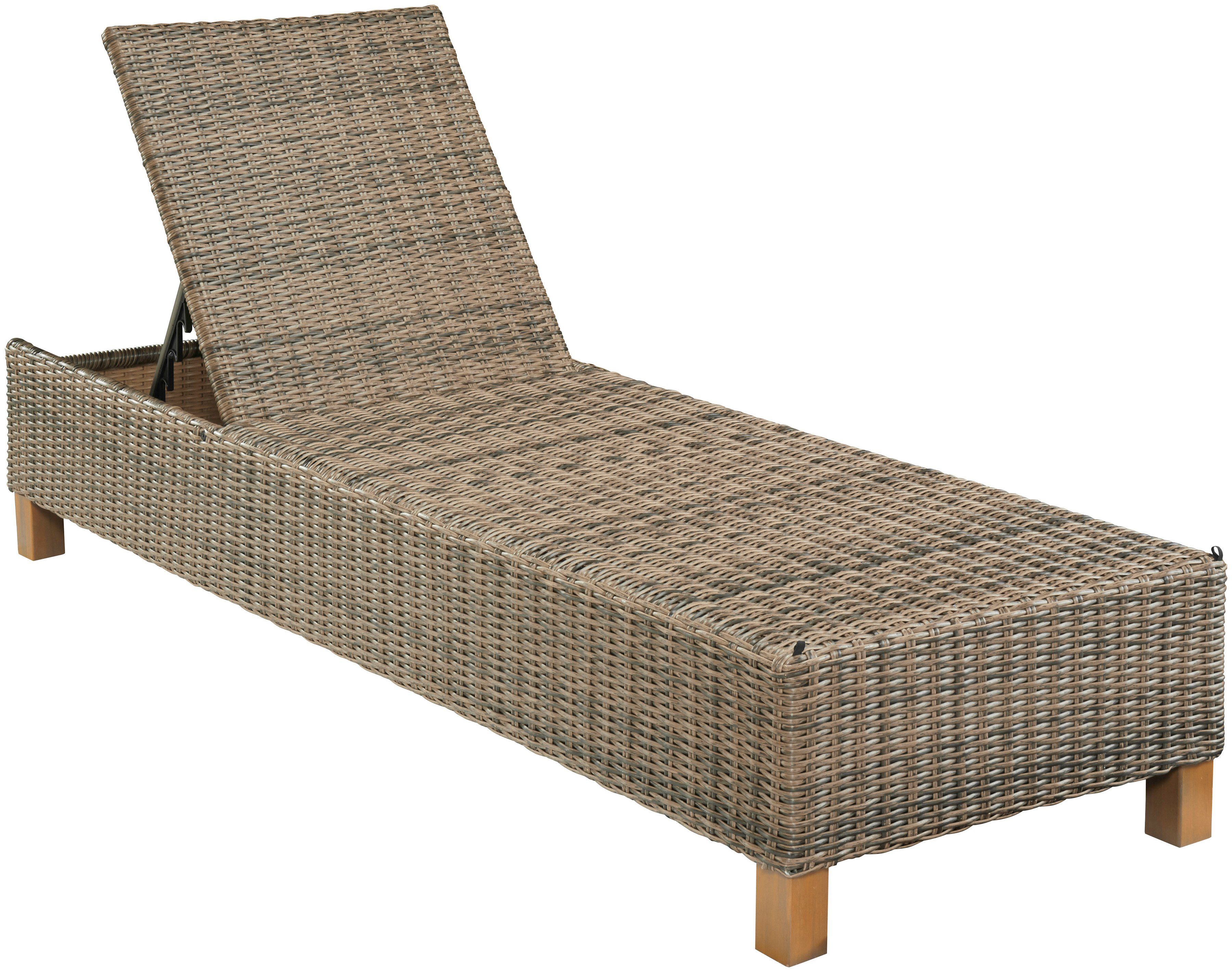 MERXX Gartenliege Toskana, Polyrattan/Akazie, inkl. Auflage – Bild 4 von 5