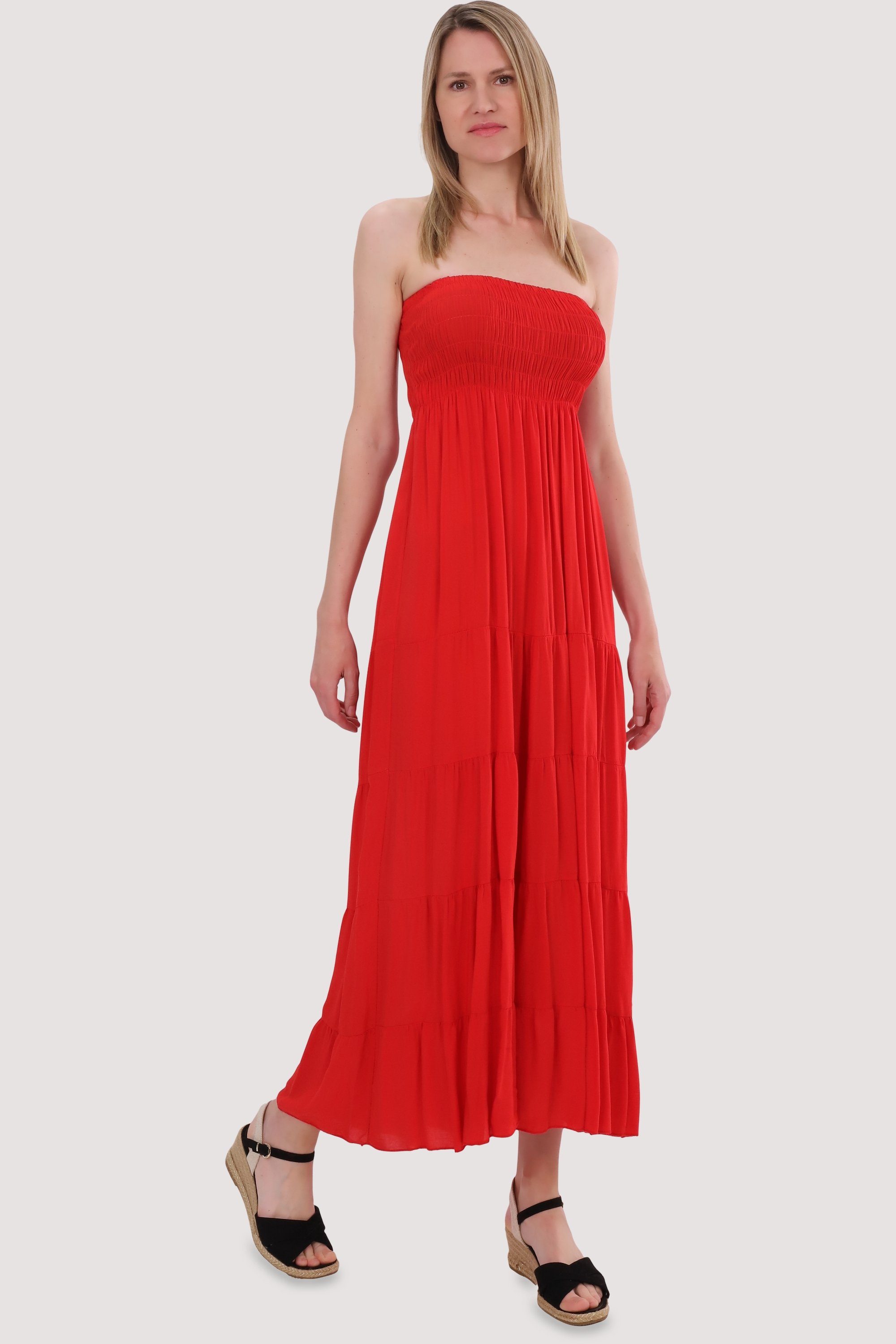 malito more than fashion Bandeaukleid Einheitsgröße Sommerkleid rot 4635 Strandkleid figurumspielendes