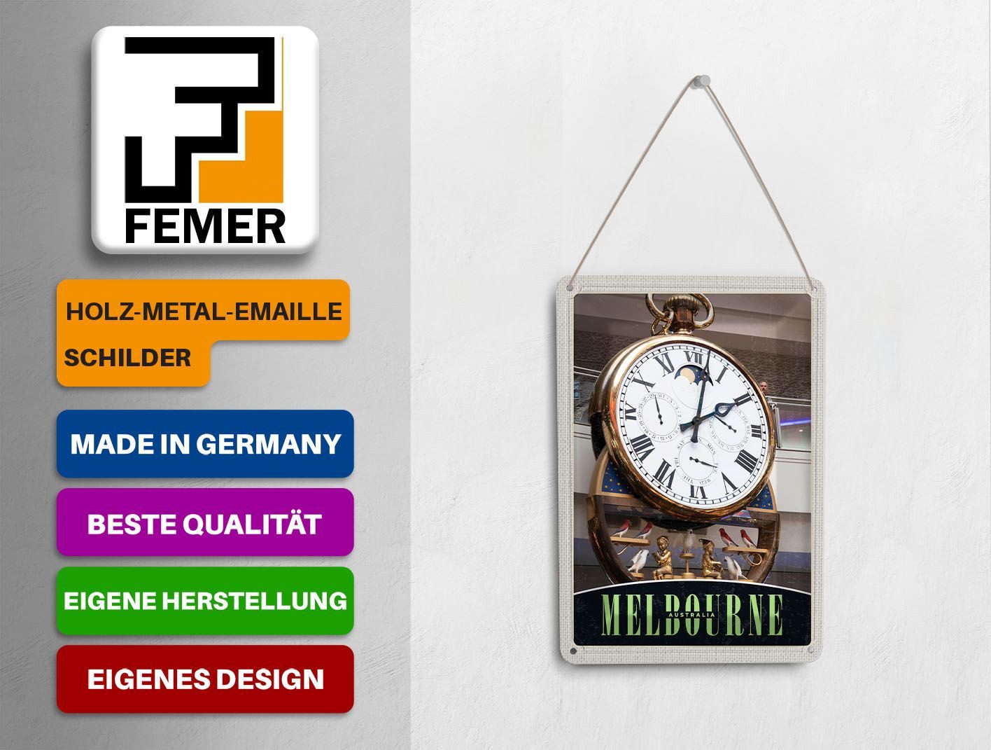 Femer GmbH Postkarte Reise 10x14cm Melbourne Australien Uhr Vögel, unfrankiert