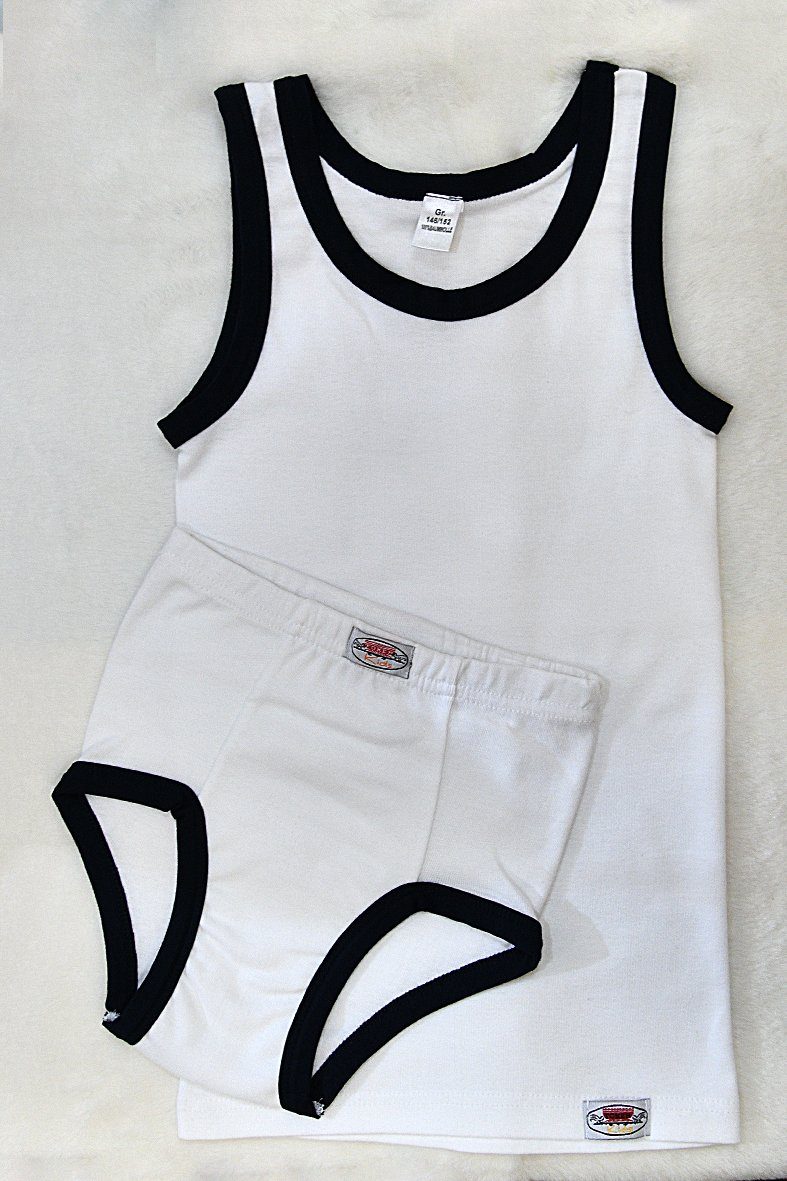 Toker Collection® Unterhemd Jungen Garnitur 2er Set je 2x Hemd und Slip (Packung, 2er-Pack) aus reiner Baumwolle Weiß