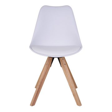 LebensWohnArt Stuhl Design Stuhl SKAGEN (2er Set) weiss - Holzbeine natural