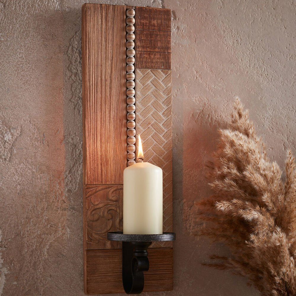 Home-trends24.de Wandkerzenhalter Wandkerzenhalter Holz Kerzenhalter Kerzenständer Wanddeko Wandhänger