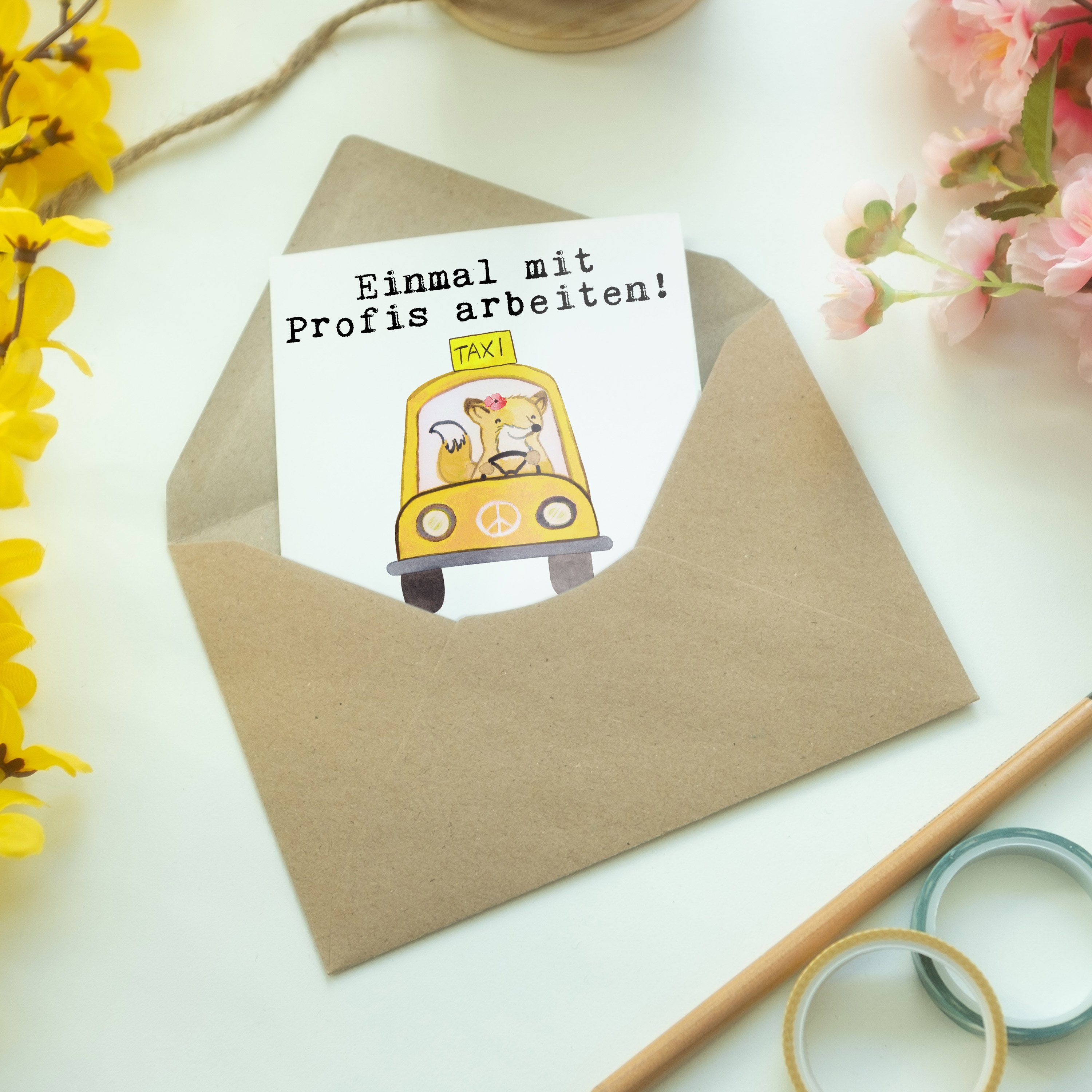 Mr. & Mrs. Geschenk, aus Leidenschaft - Ab Weiß Grußkarte Taxifahrerin Panda - Geburtstagskarte