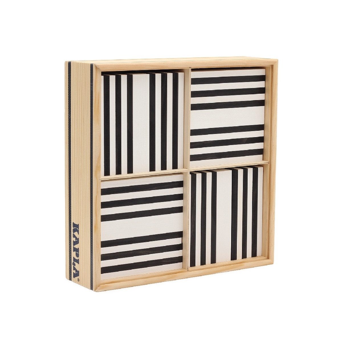 KAPLA® 100 Holzbausteine schwarz weiß im Holzkasten, Pinienholz, ab 2 Spielbausteine