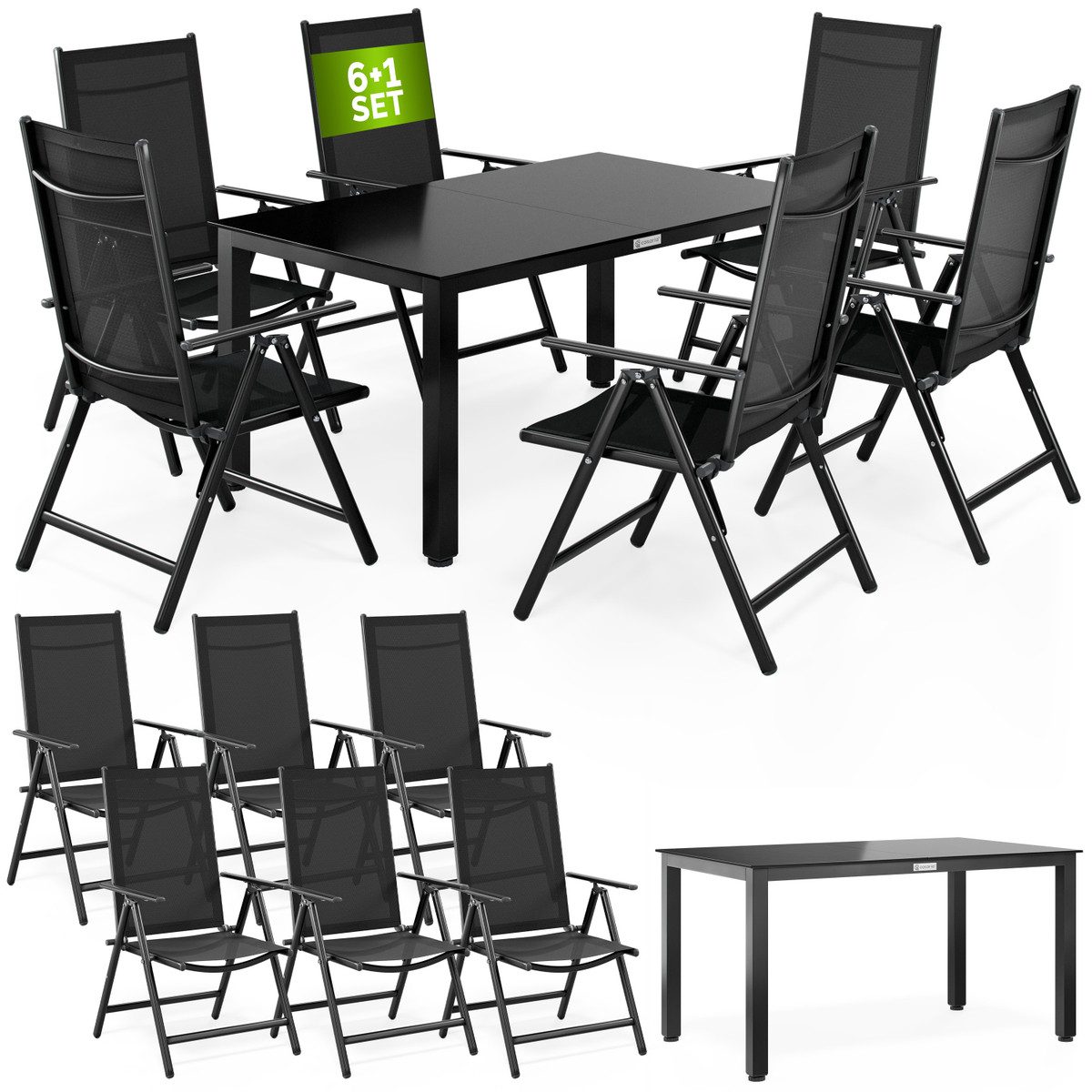 Casaria Garten-Essgruppe Bern, (7-tlg), Aluminium 5mm Sicherheitsglas Stühl günstig online kaufen