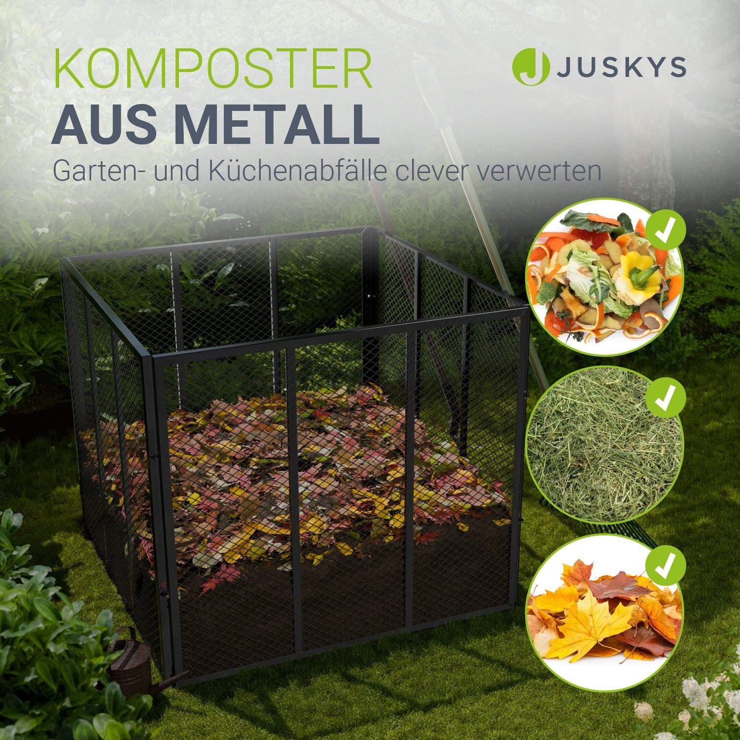 Juskys Komposter, 450 l, (1 St), Stecksystem, einfacher Aufbau, Verzinkt & Witterungsbeständig