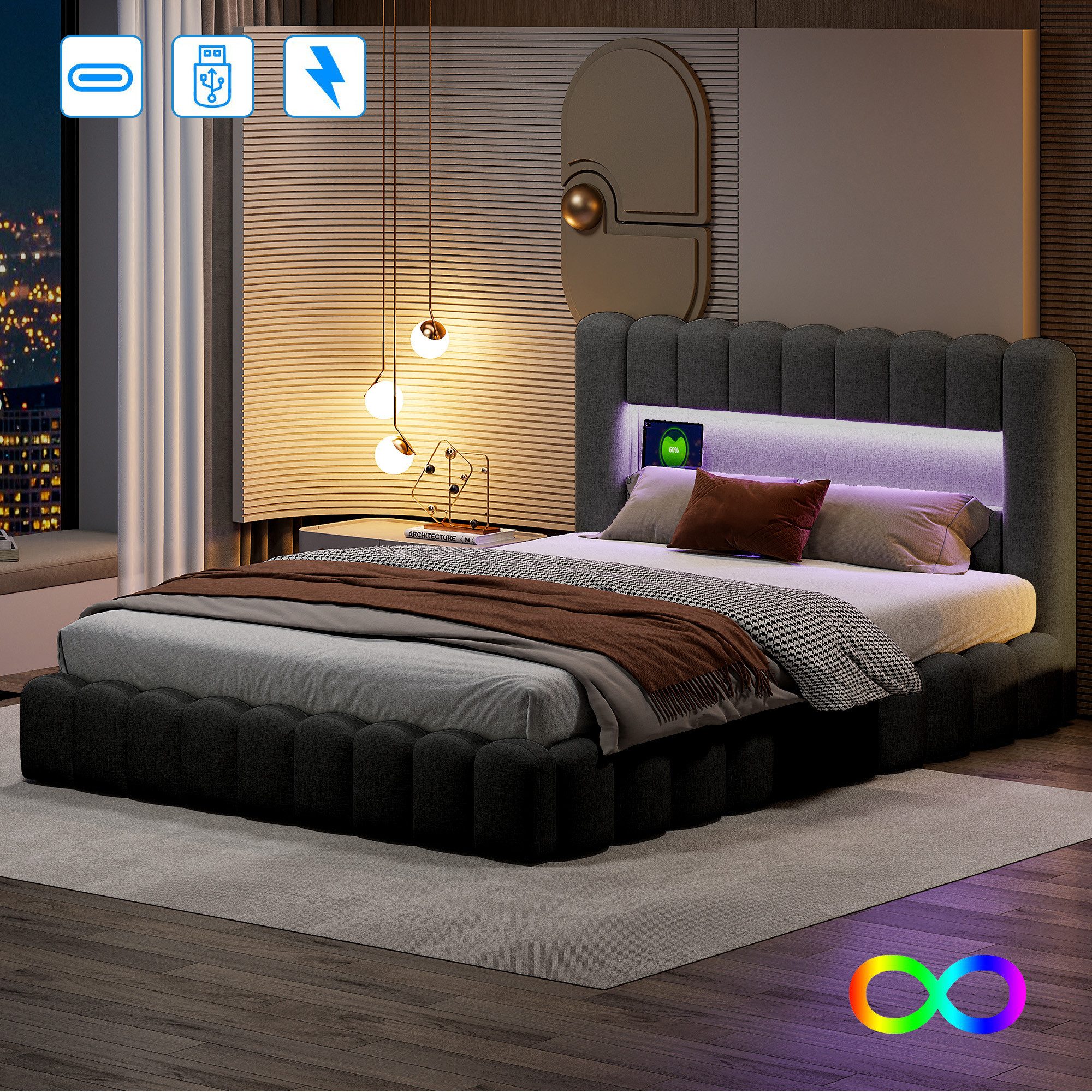 Furnishings Home Polsterbett Doppelbett Jugendbett (Set, günstig online kaufen