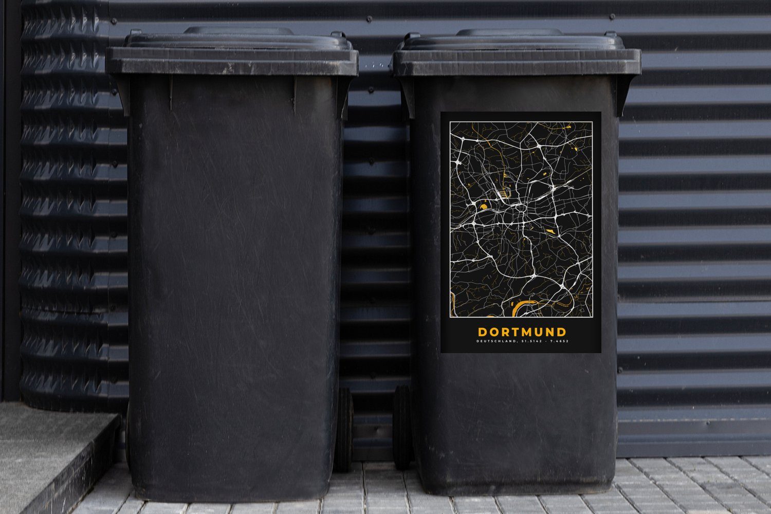 Stadtplan Gold Sticker, Deutschland - (1 Abfalbehälter Karte - St), Dortmund Wandsticker Container, MuchoWow Mülltonne, - Mülleimer-aufkleber, -