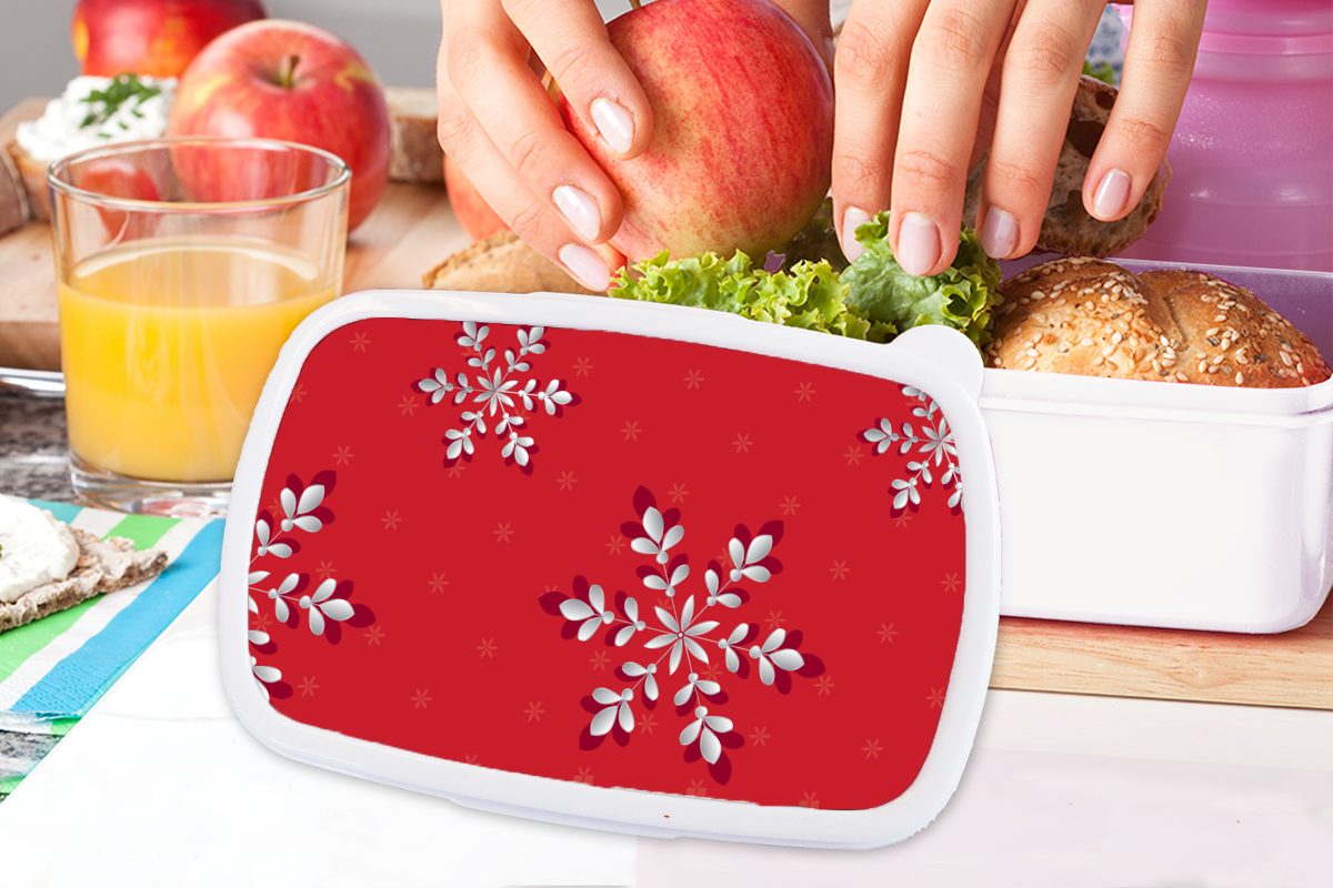 für Lunchbox Brotbox Muster und Brotdose, Weihnachten Kinder Pflanzen, und Kunststoff, (2-tlg), weiß - für Erwachsene, MuchoWow Jungs - Mädchen
