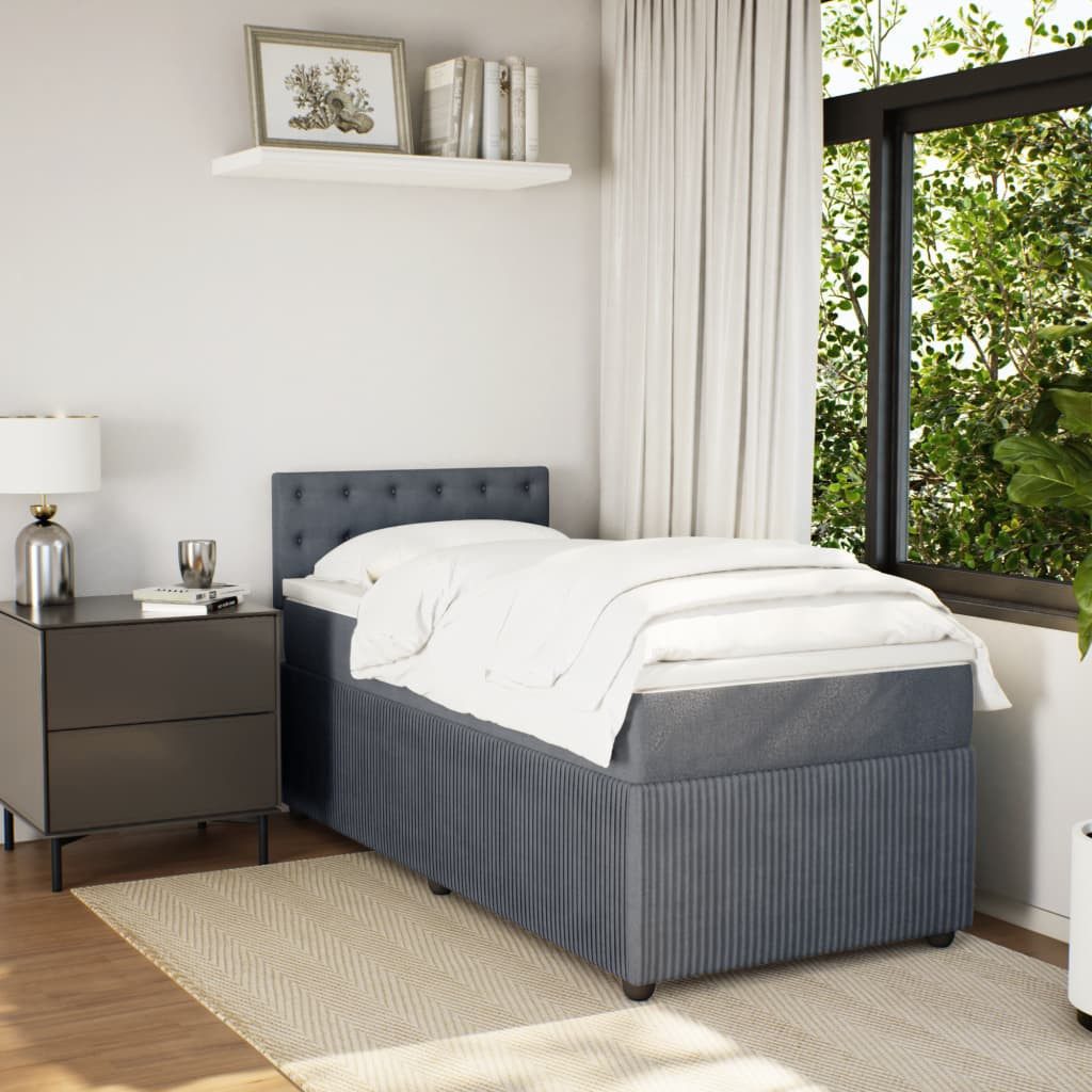 vidaXL Bett Boxspringbett mit Matratze Dunkelgrau günstig online kaufen