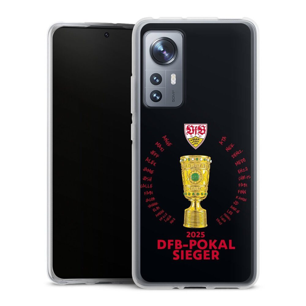 DeinDesign Handyhülle VfB Stuttgart Pokal Offizielles Lizenzprodukt, Xiaomi 12 5G Silikon Hülle Bumper Case Handy Schutzhülle