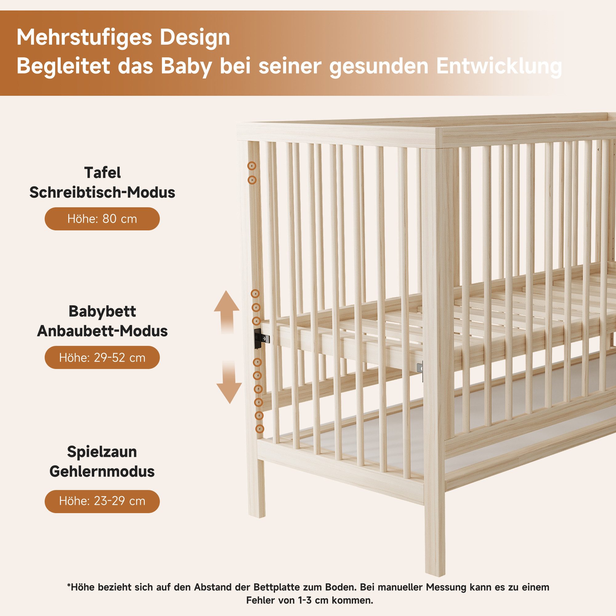 OKWISH Bedroom Set Children's Combination Furniture (Youth Room Furniture Set, 3-piece, Solid Wood + MDF), Wooden Baby Bed + Wardrobe + Rotating Bookcase