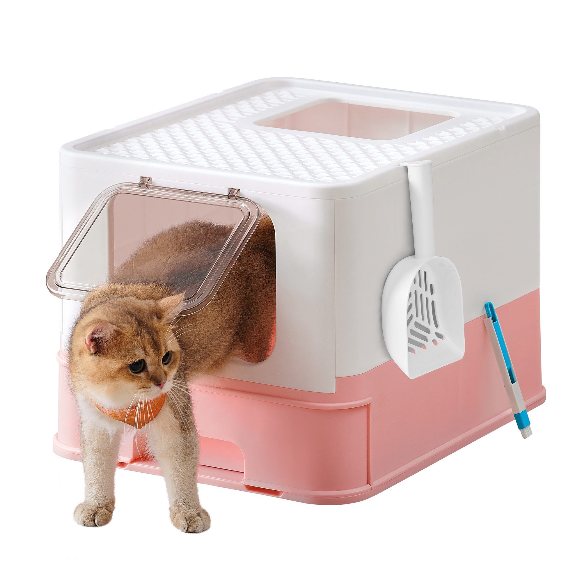 FEANDREA Katzentoilette, Katzenklo, mit Deckel, für Katzen bis 15kg
