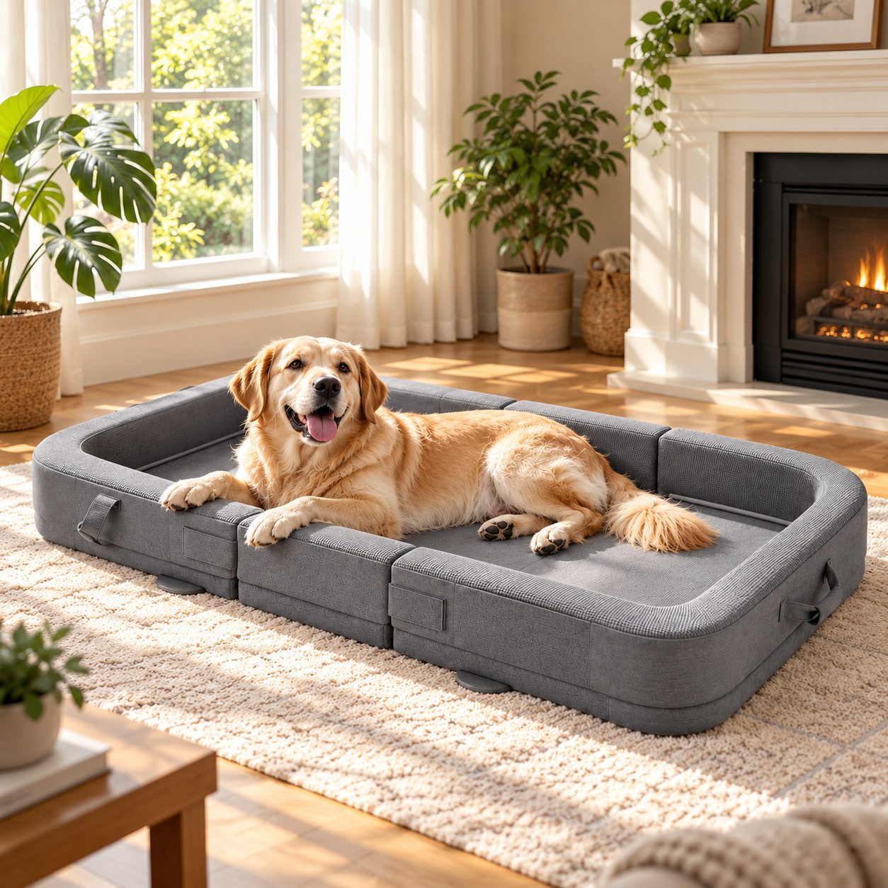 TLGREEN Tierbett Faltbares Hundebett Tragbares, 128x62cm, mit abnehmbarer waschbarer Bezug, komfortables Hundekörbchen