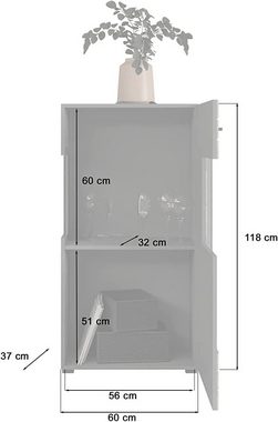 the kuup Mehrzweckschrank Standschrank I Korpus & Fronten Matt Grau I Rahmenapplikation Nox Oak Modell TK4