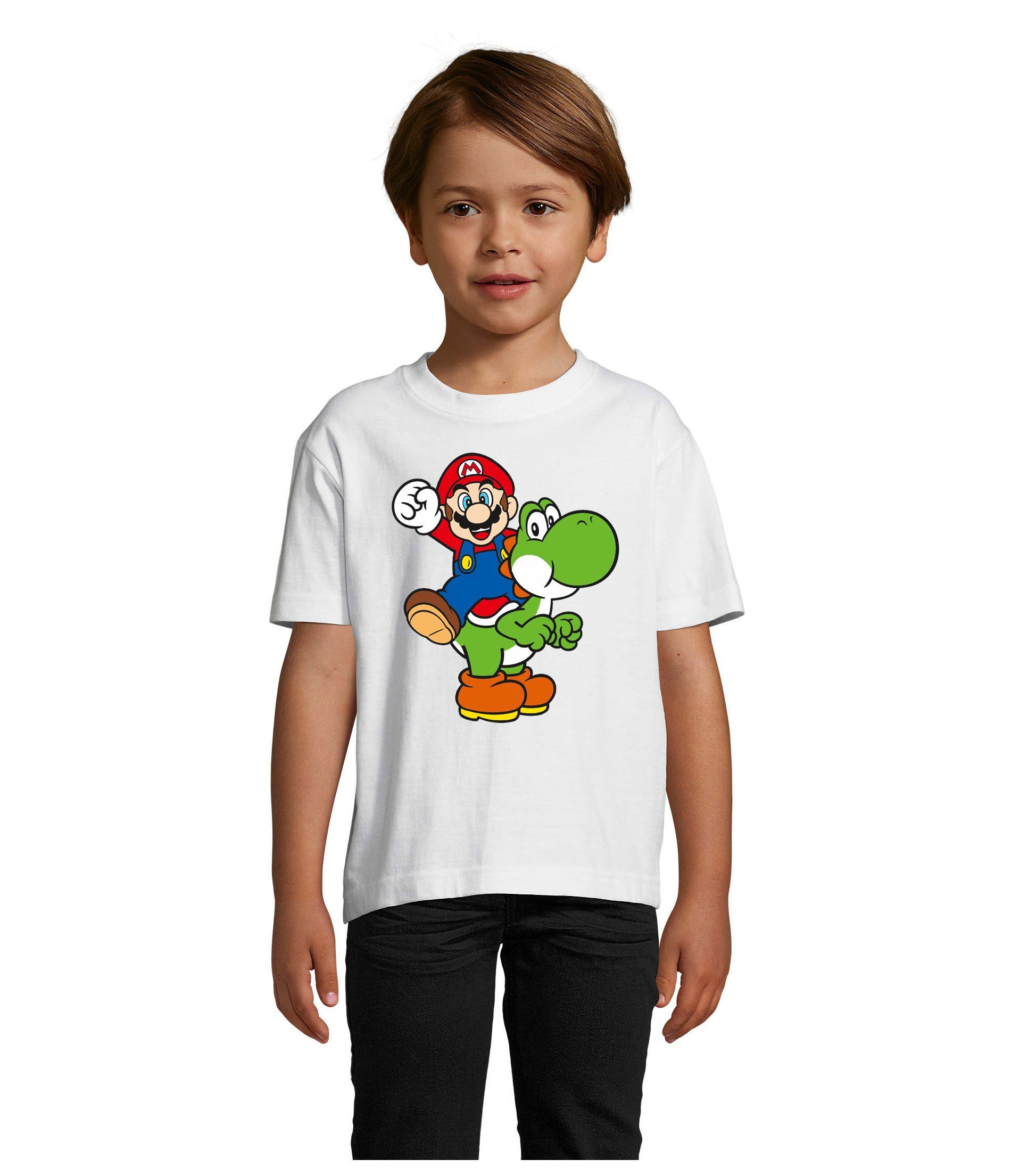 Blondie & Brownie T-Shirt Kinder Yoshi & Mario Konsole Retro Super Luigi