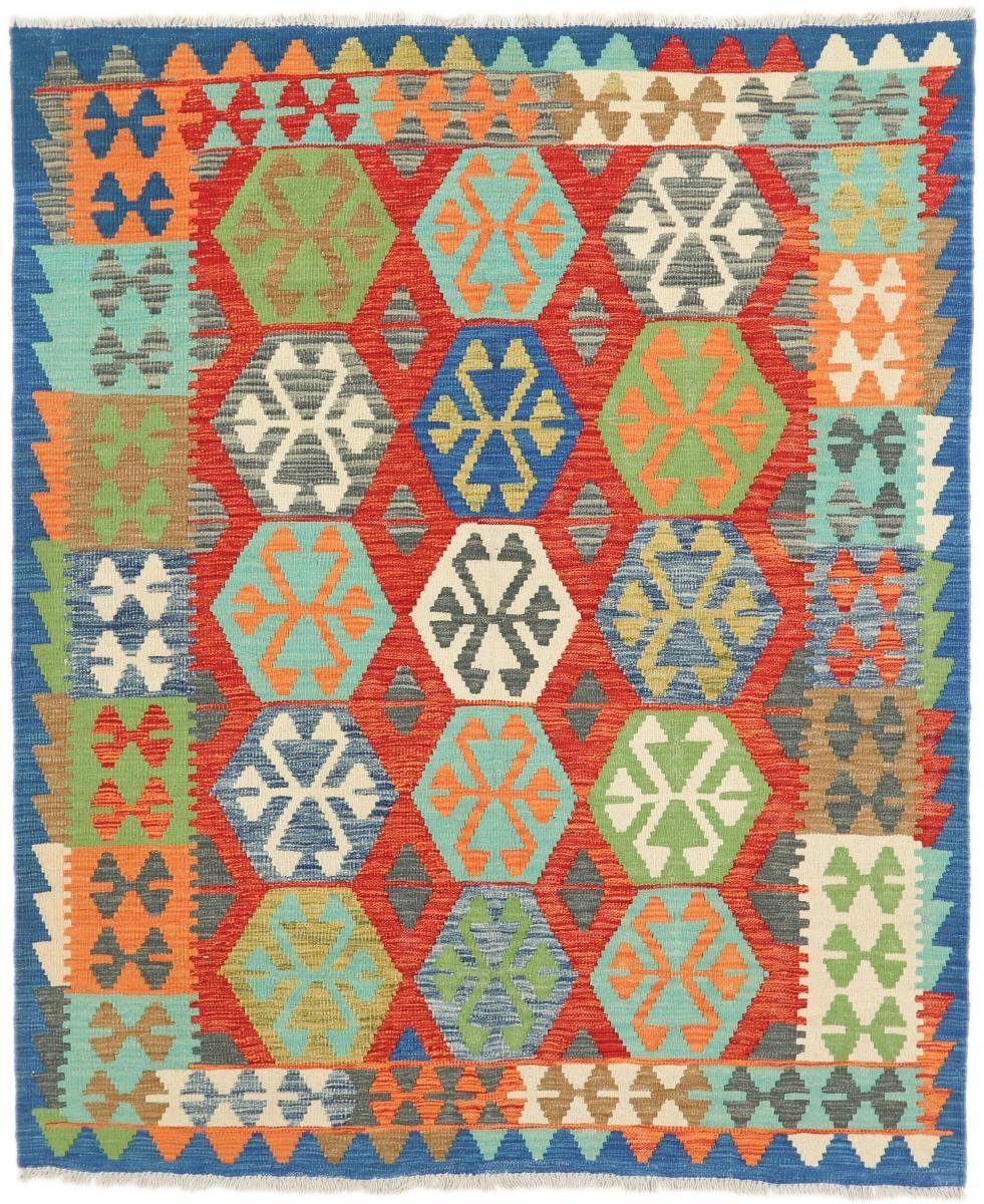 Orientteppich Kelim Afghan 164x197 Handgewebter Orientteppich, Nain Trading, rechteckig, Höhe: 3 mm