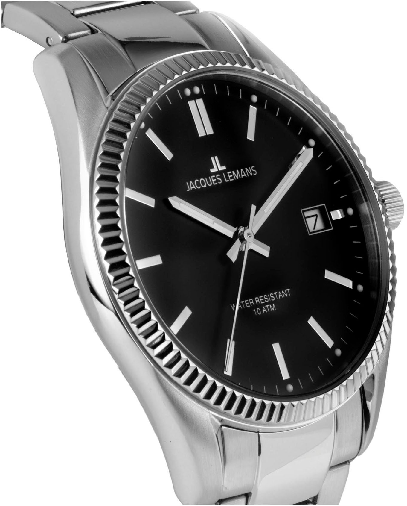 Jacques Lemans Quarzuhr Derby 50-3A, Armbanduhr,Herrenuhr,Damenuhr,Edelstahlarmband,bis 10 bar wasserd.
