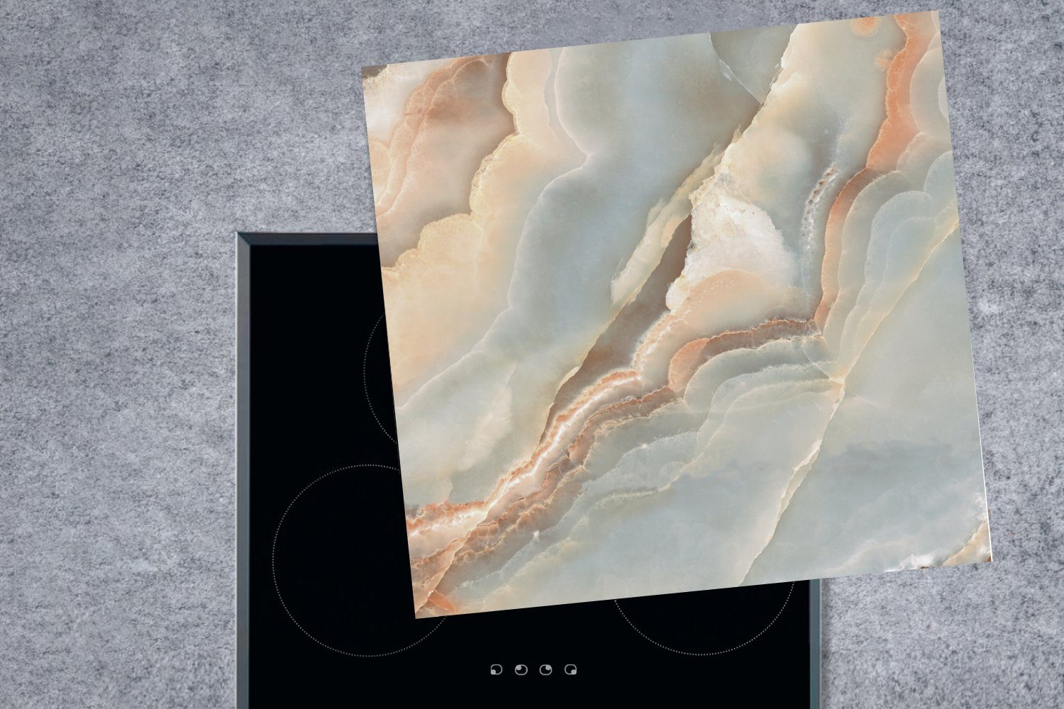 Arbeitsplatte Marmor, für (1 natürlichem küche von 78x78 Herdblende-/Abdeckplatte Nahaufnahme MuchoWow Vinyl, Ceranfeldabdeckung, cm, tlg),