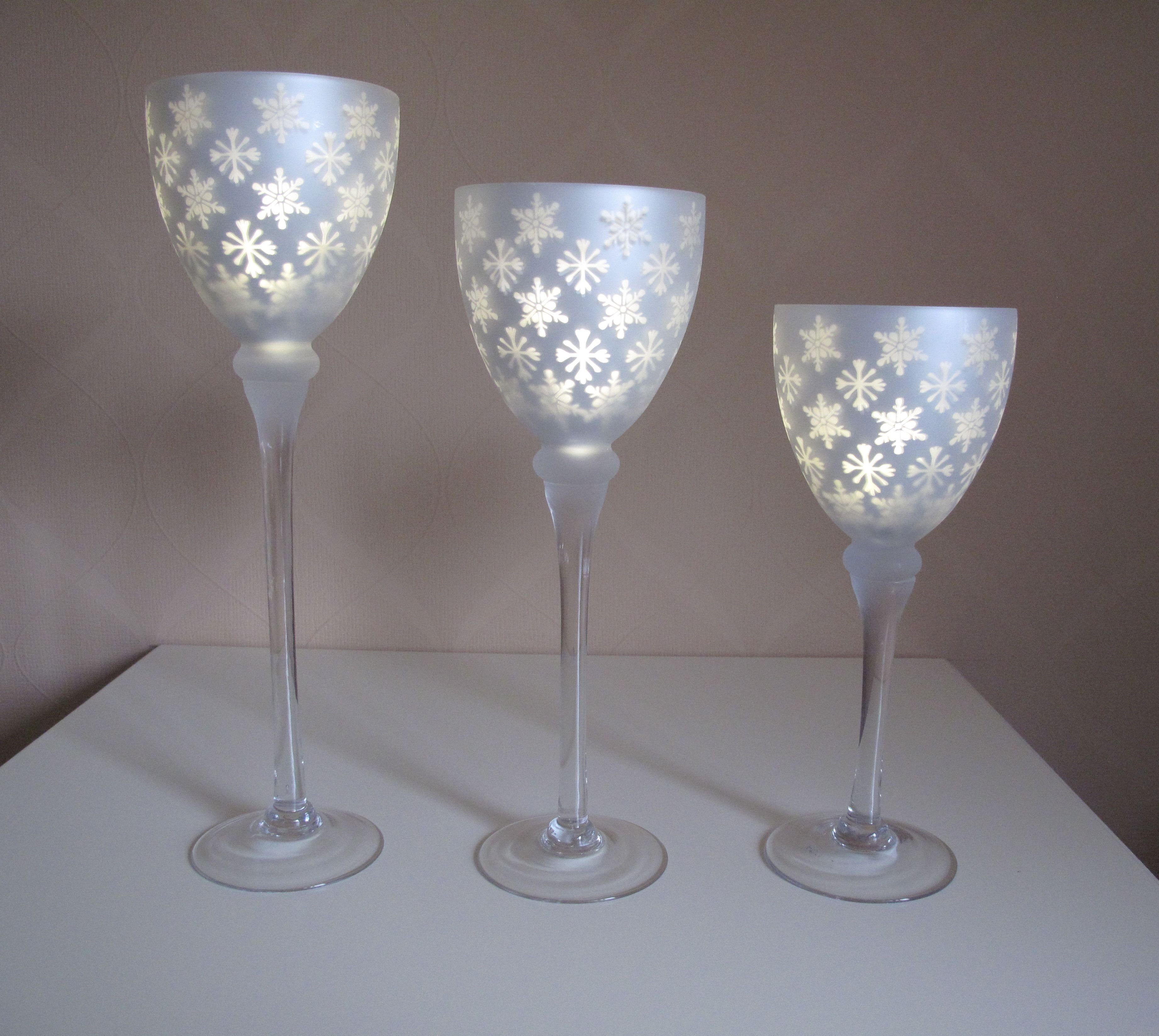 Small-Preis Windlicht 3er Set Glaskelche Kerzenhalter Windlicht Kelchgröße 30/35/40 cm (SET, 3er-Set) Silber