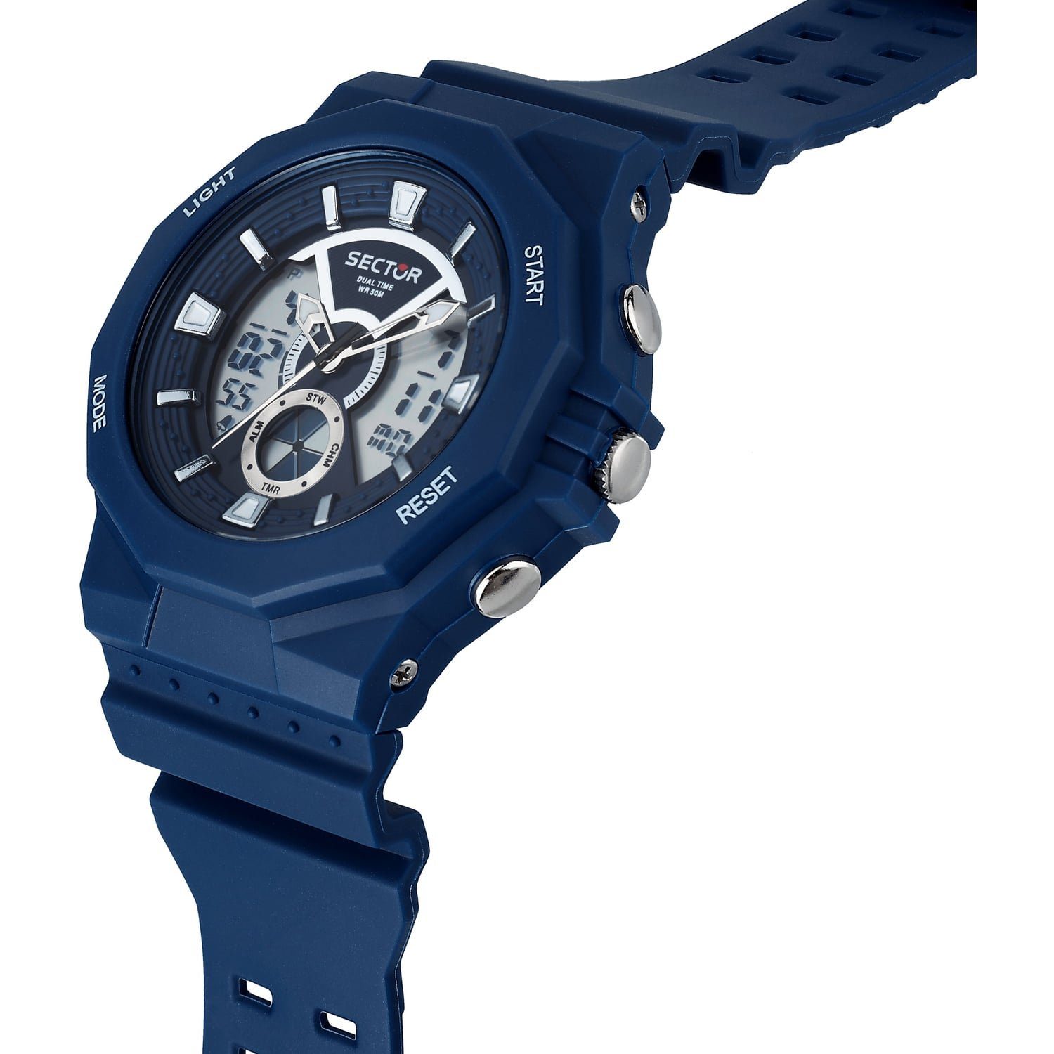 blau, Casual Armbanduhr groß Digitaluhr PURarmband Armbanduhr (ca. eckig, Sector Herren Herren Sector Digital, 55x51mm),