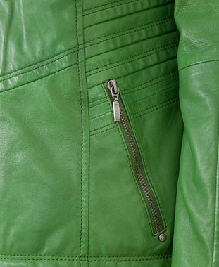 Jilani Lederjacke Mareen Jilani - Damen Echtleder Lederjacke Lammnappa grün